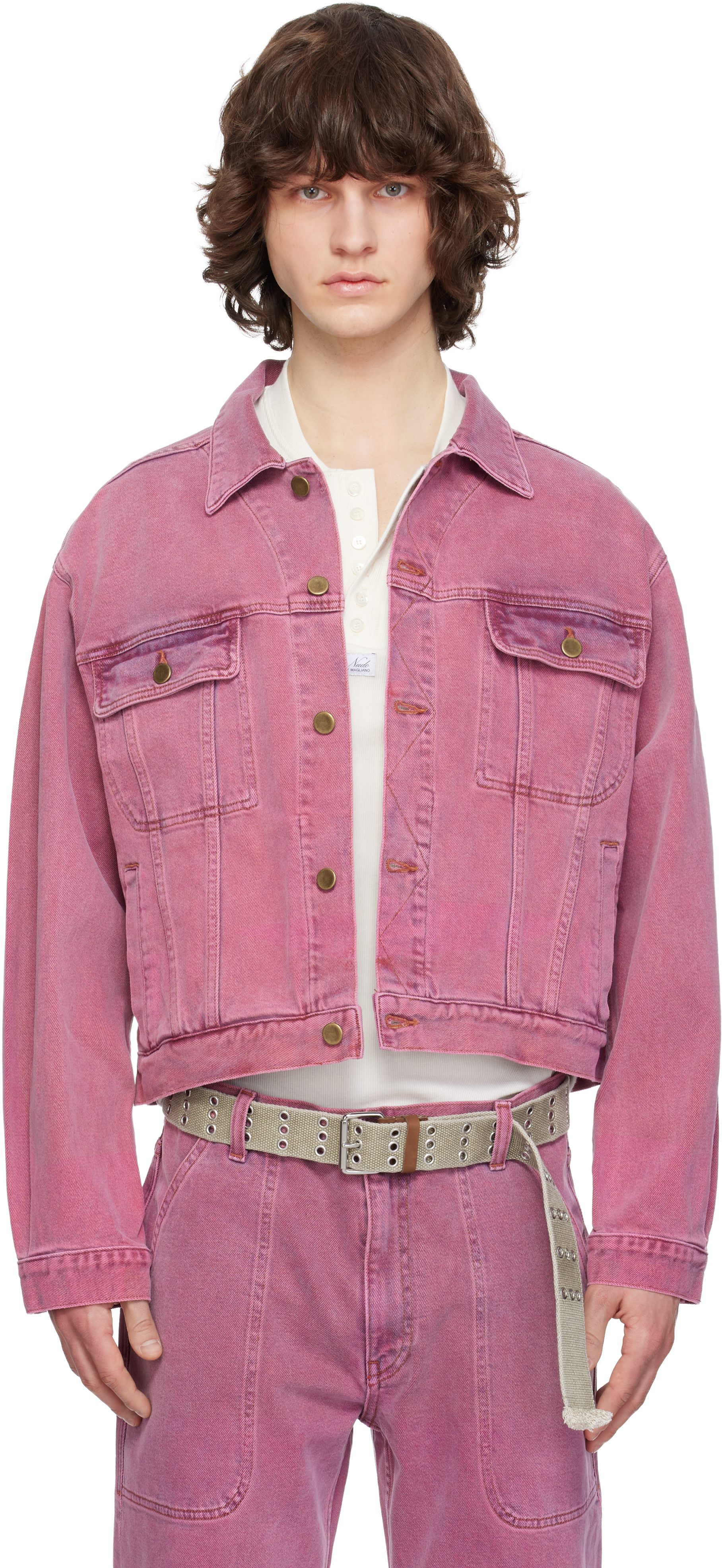 Sanderlak: Pink Faded Denim Jacket | SSENSE