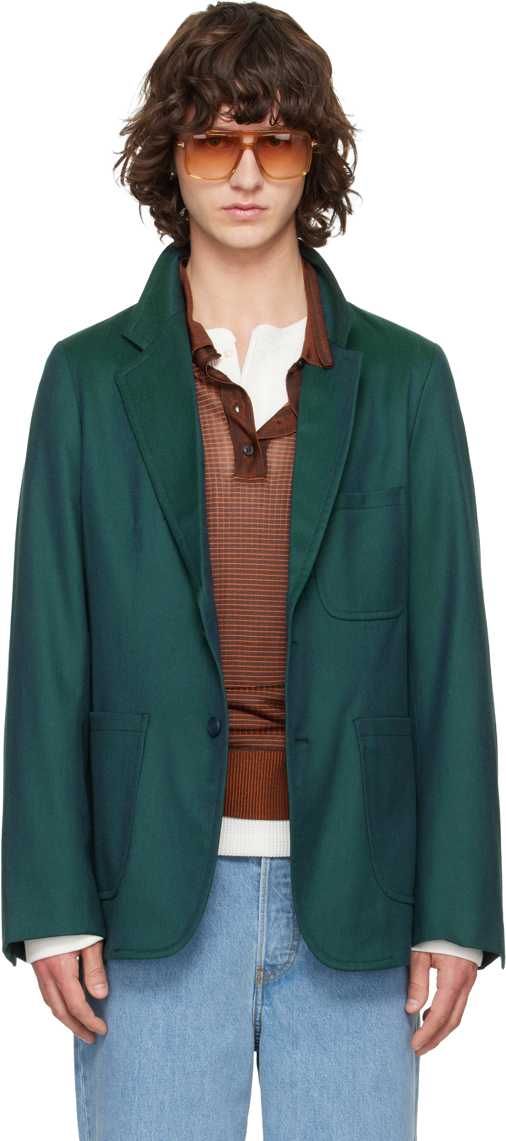 Sanderlak Green Single-Breasted Blazer
