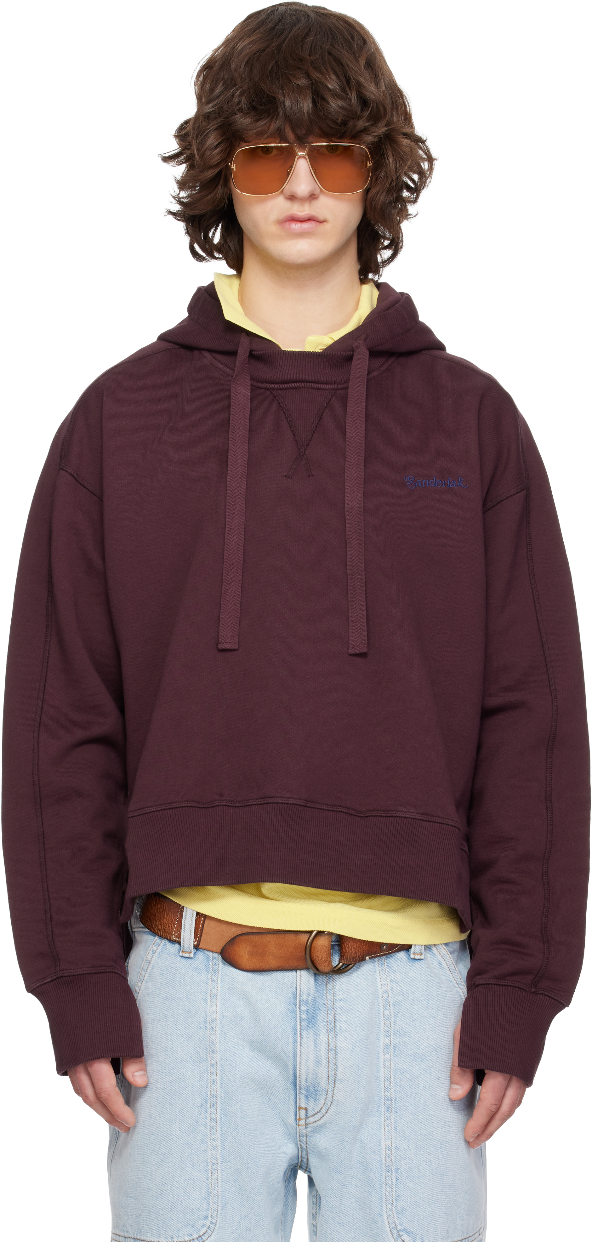 Sanderlak Burgundy Embroidered Logo Hoodie