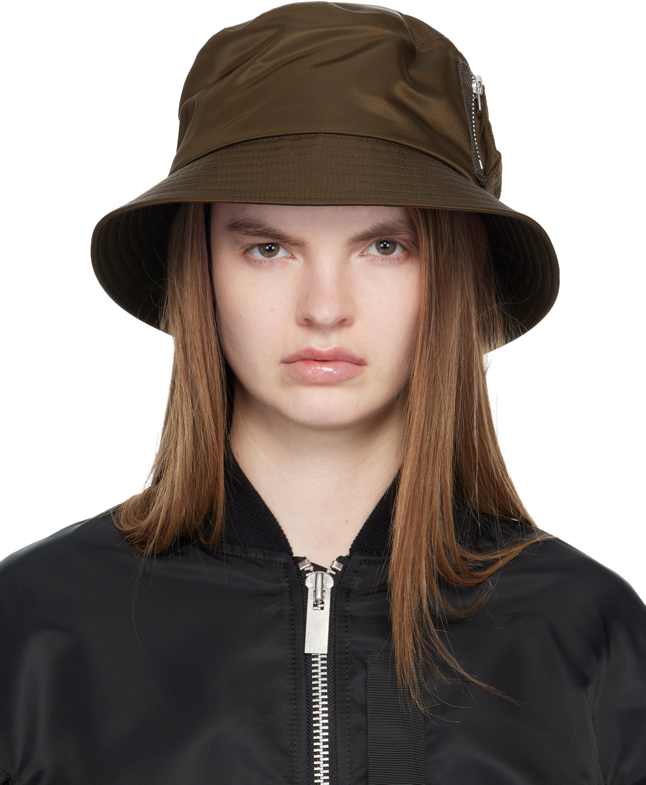 sacai: ブラウン Single Brim Pocket バケットハット | SSENSE 日本