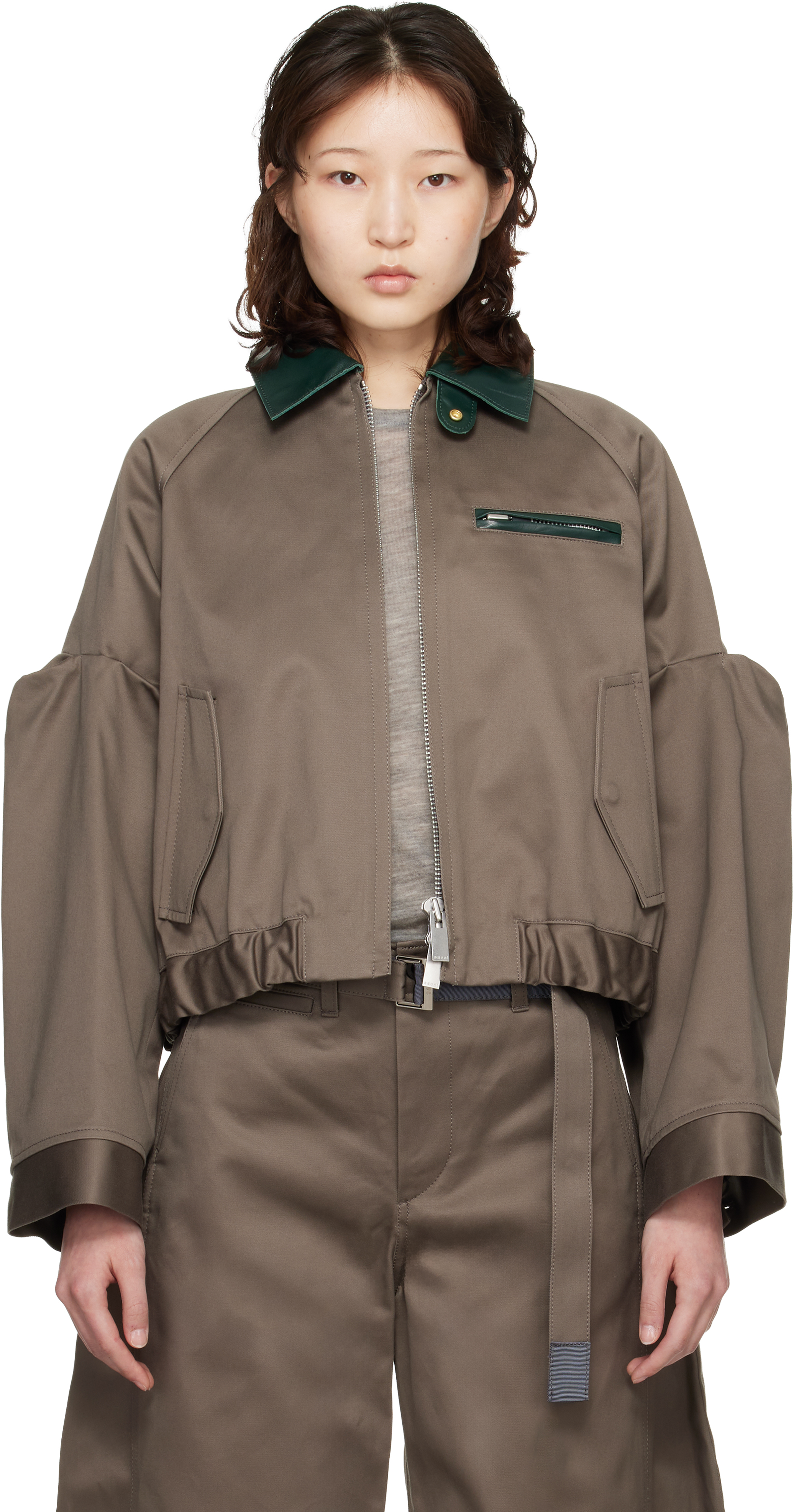 sacai: Taupe Cotton Chino Jacket | SSENSE