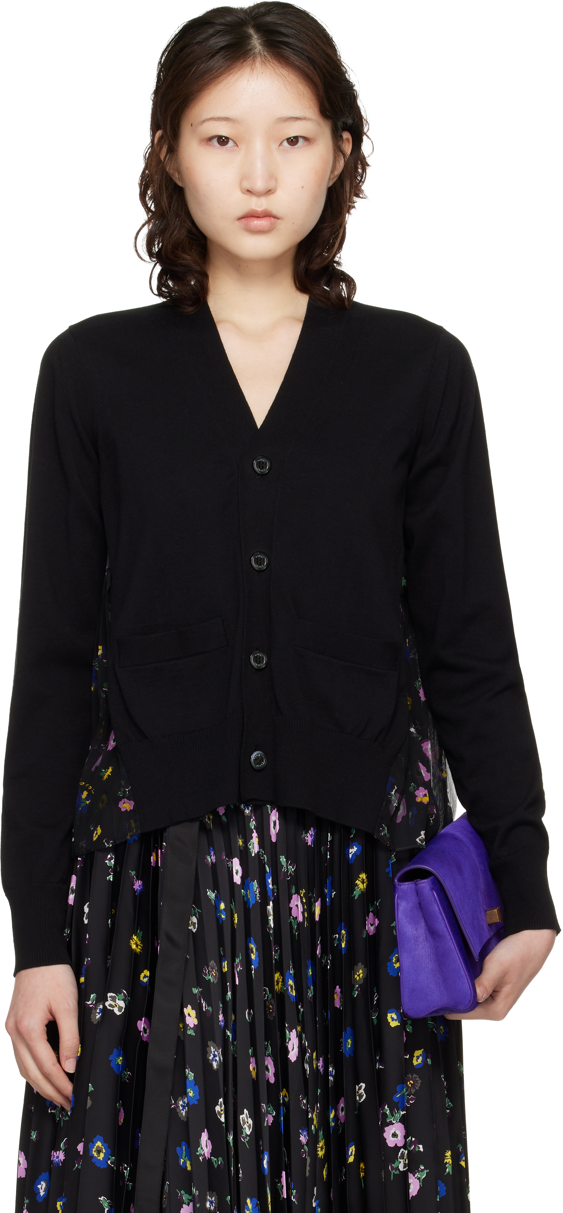sacaiプリーツコットンニットカーディガン sacai（サカイ） 17AW パネルレースニットカーディガン 17-03326