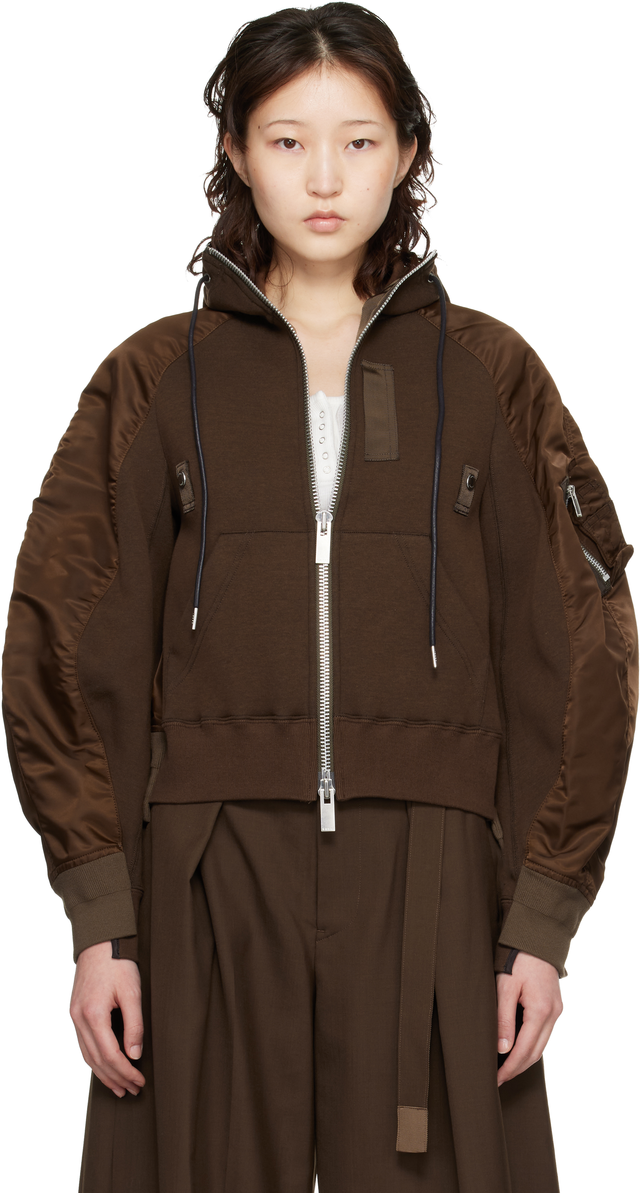 サカイ Sponge Sweat Hoodie ニット ドッキング パーカー sacai: Black Sponge Sweat Hoodie | SSENSE