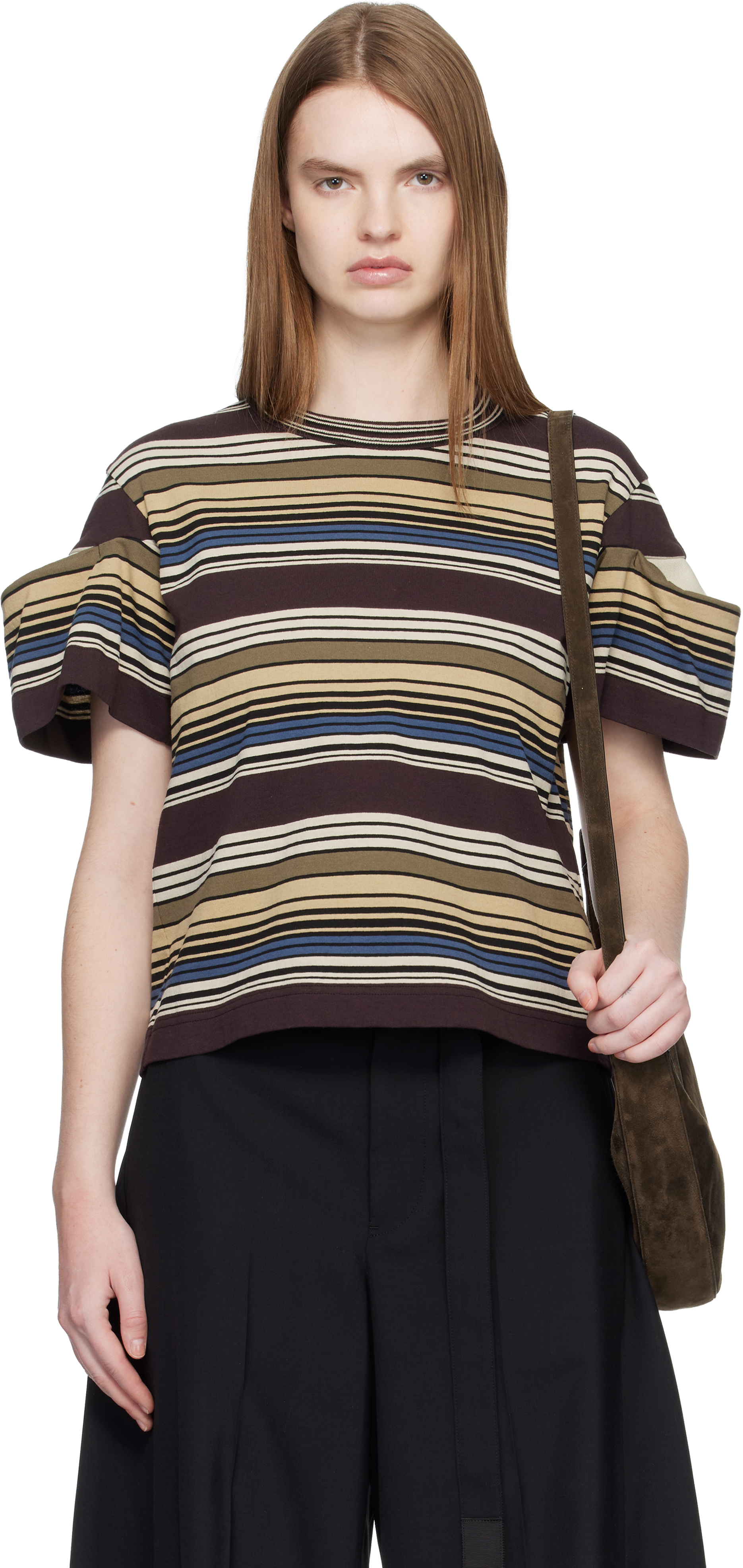 sacai: Multicolor Horizontal Stripe T-shirt | SSENSE