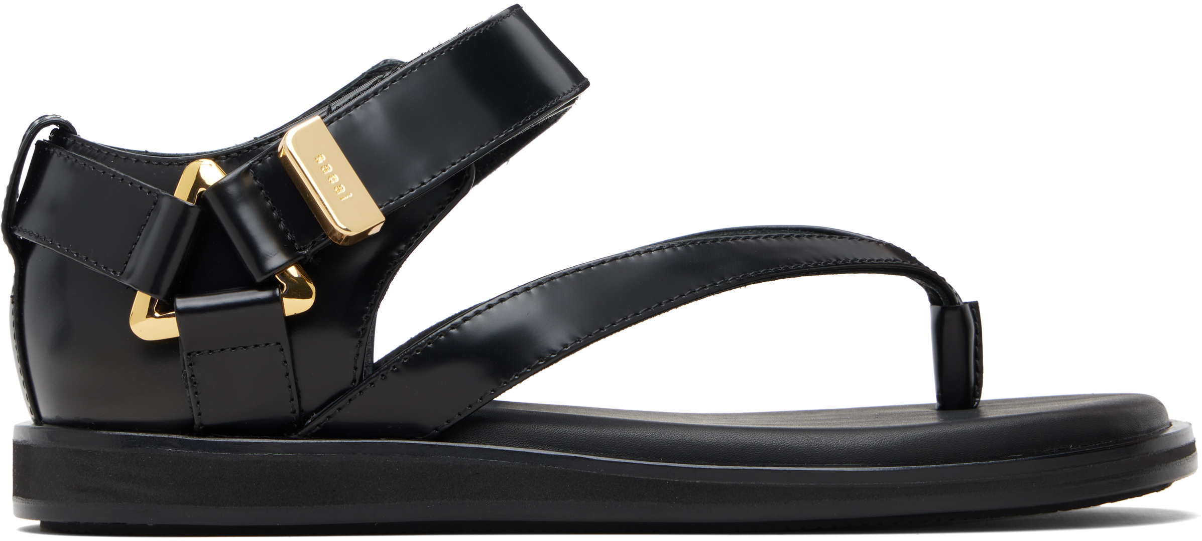 sacai: Black Belted Flip Flop Sandals | SSENSE Canada