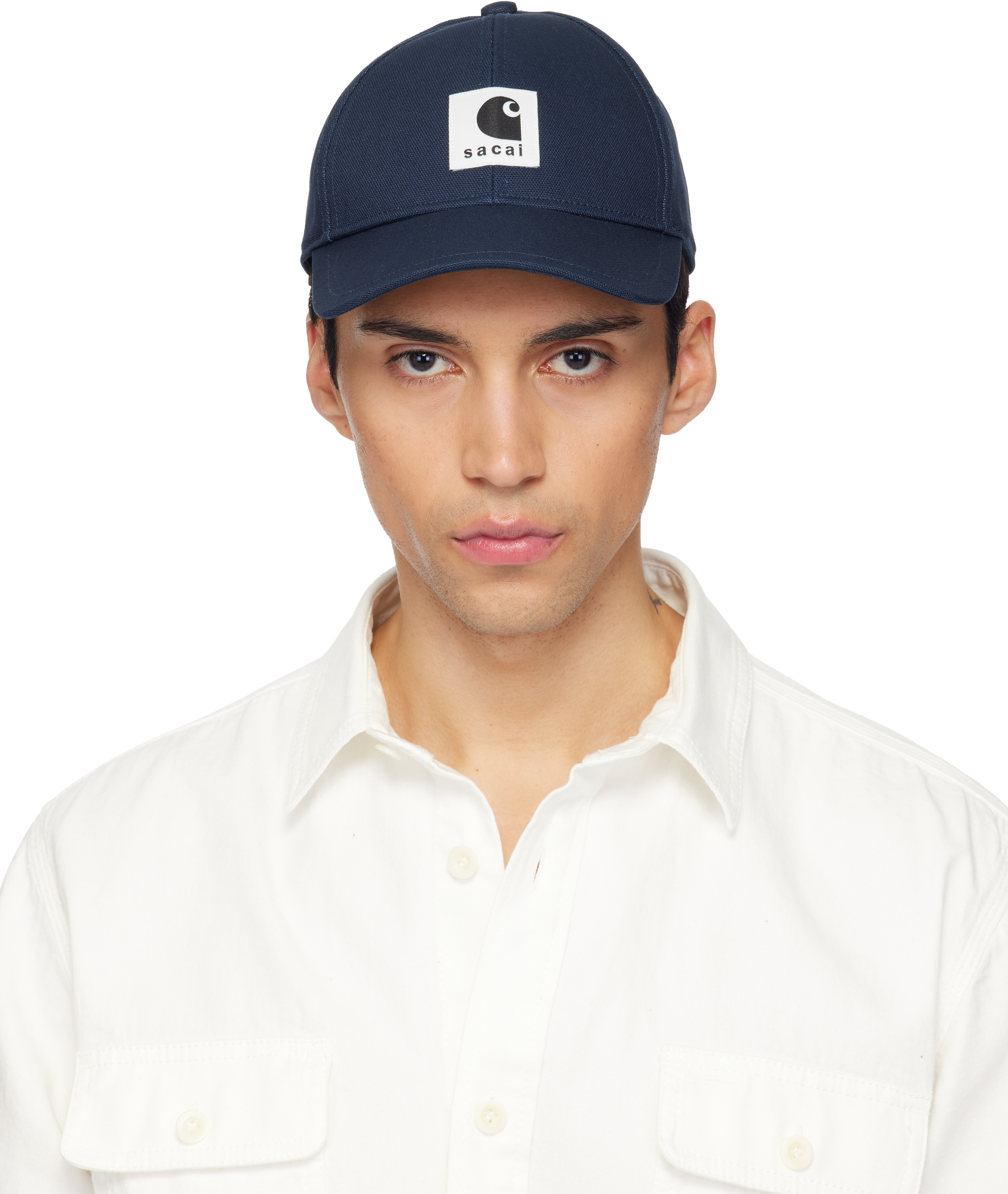 Sacai Navy Carhartt Wip Edition Duck Cap In Black