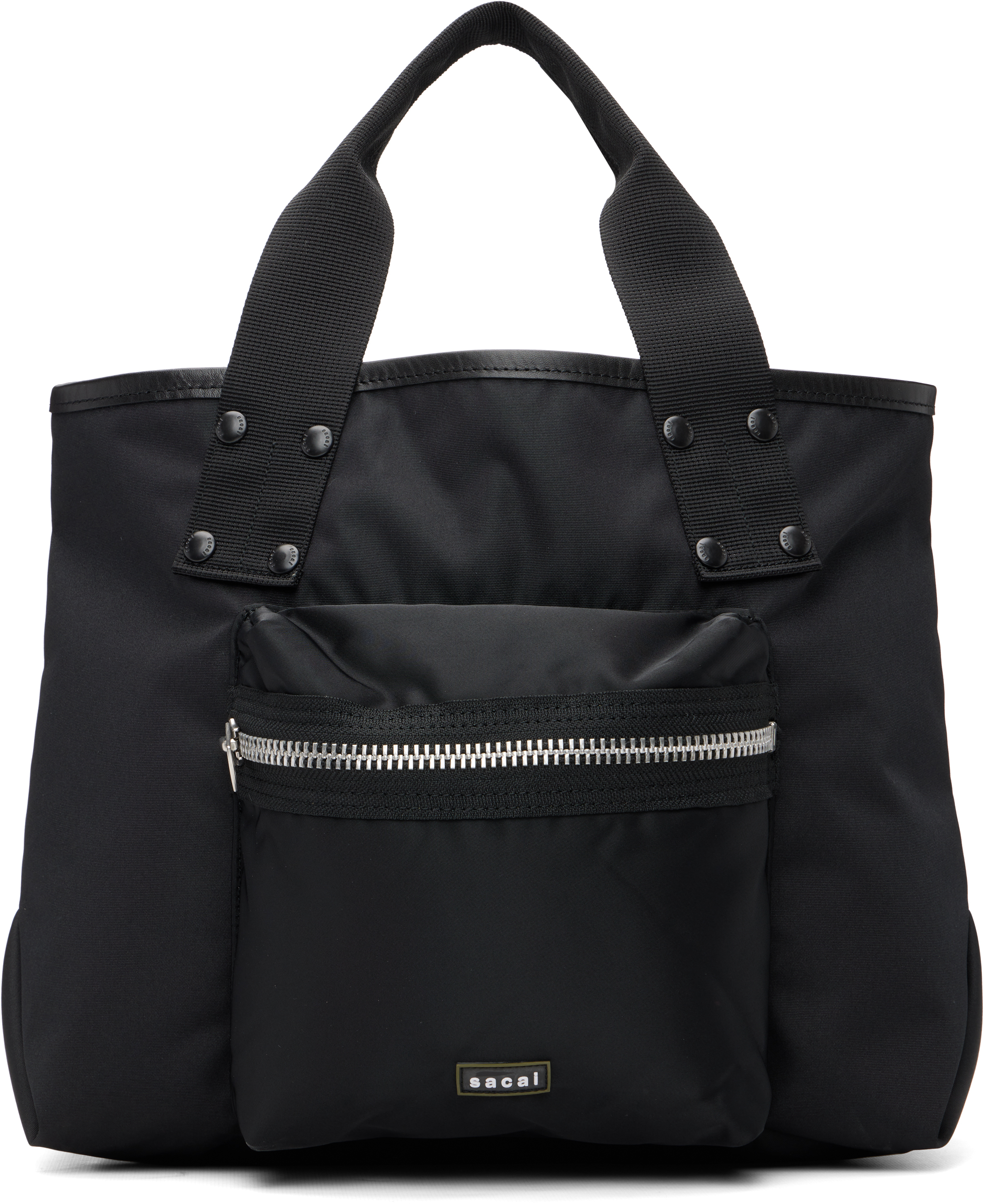 sacai: ブラック ミディアム ポケット トートバッグ | SSENSE 日本