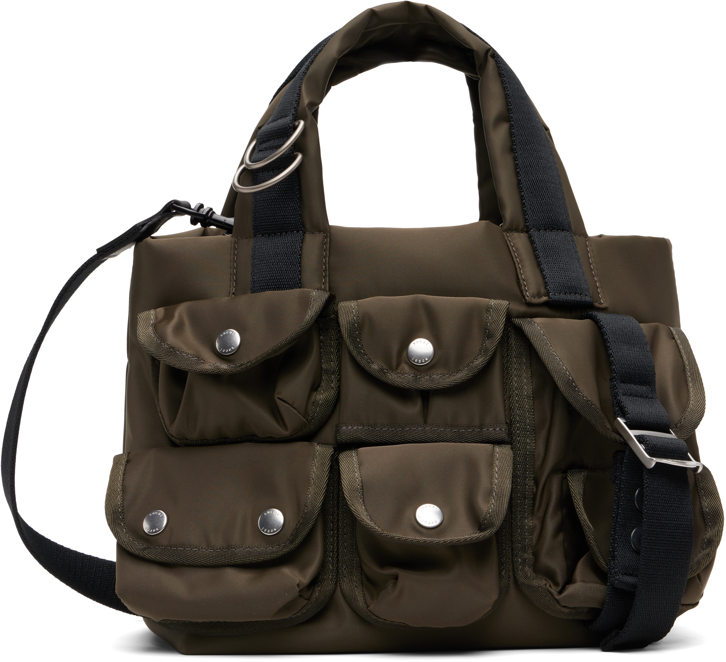 sacai: Khaki Small Nylon Tote | SSENSE