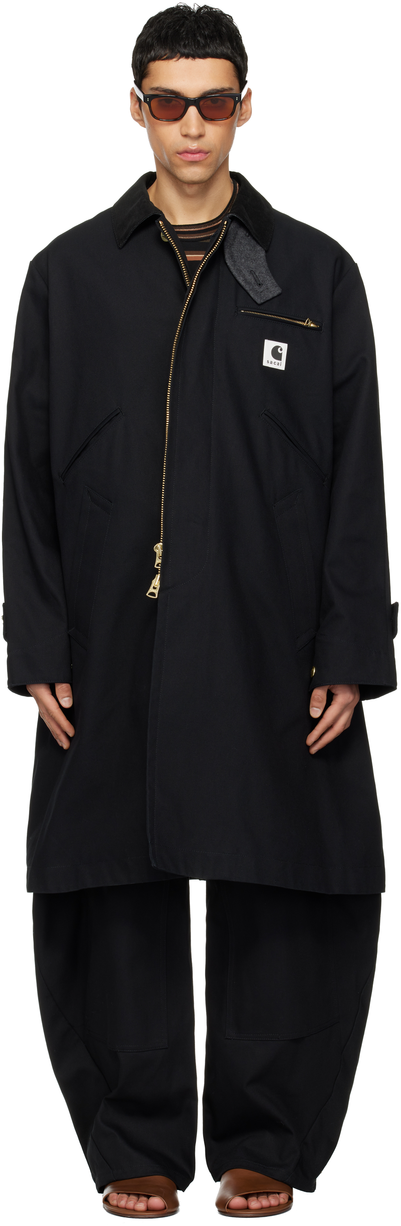 sacai: ブラック Carhartt WIPエディション Duck コート | SSENSE 日本