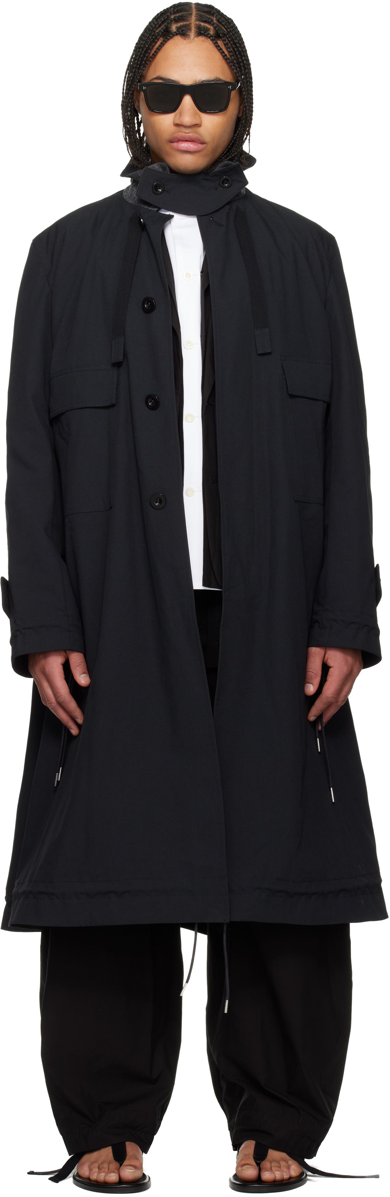 sacai: Black Weathercloth Coat | SSENSE