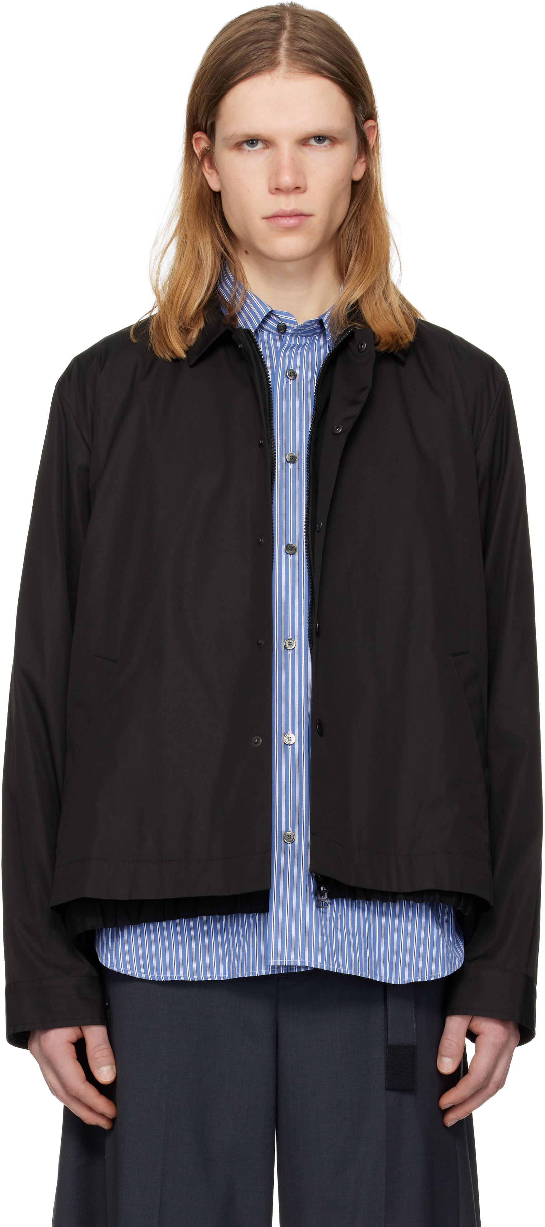 sacai: ブラック ポプリン ジャケット | SSENSE 日本