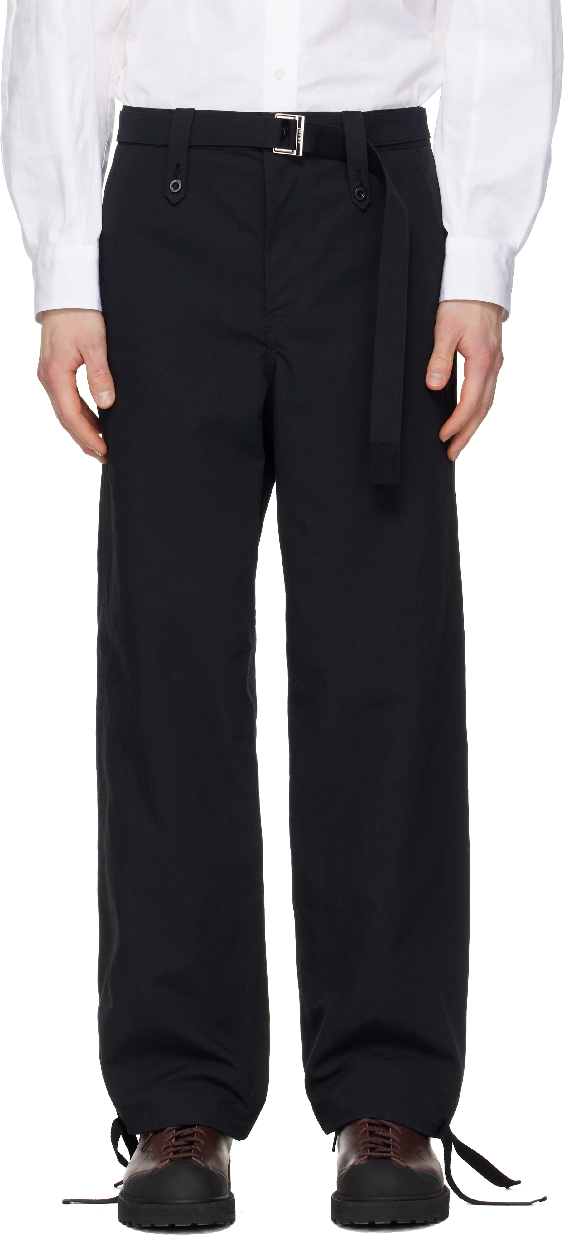 sacai: Black Weathercloth Trousers | SSENSE