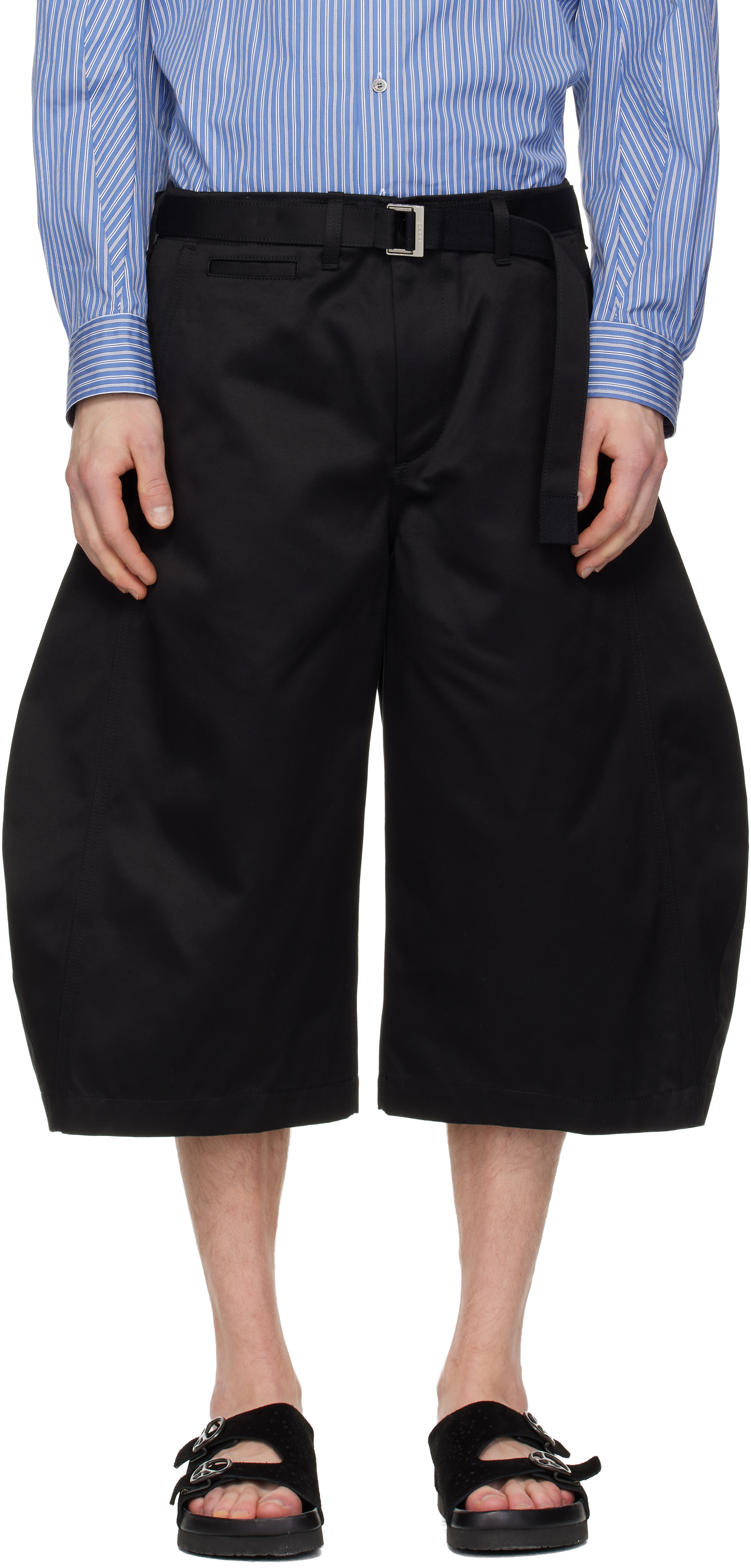 sacai: Black Cotton Chino Trousers | SSENSE Canada