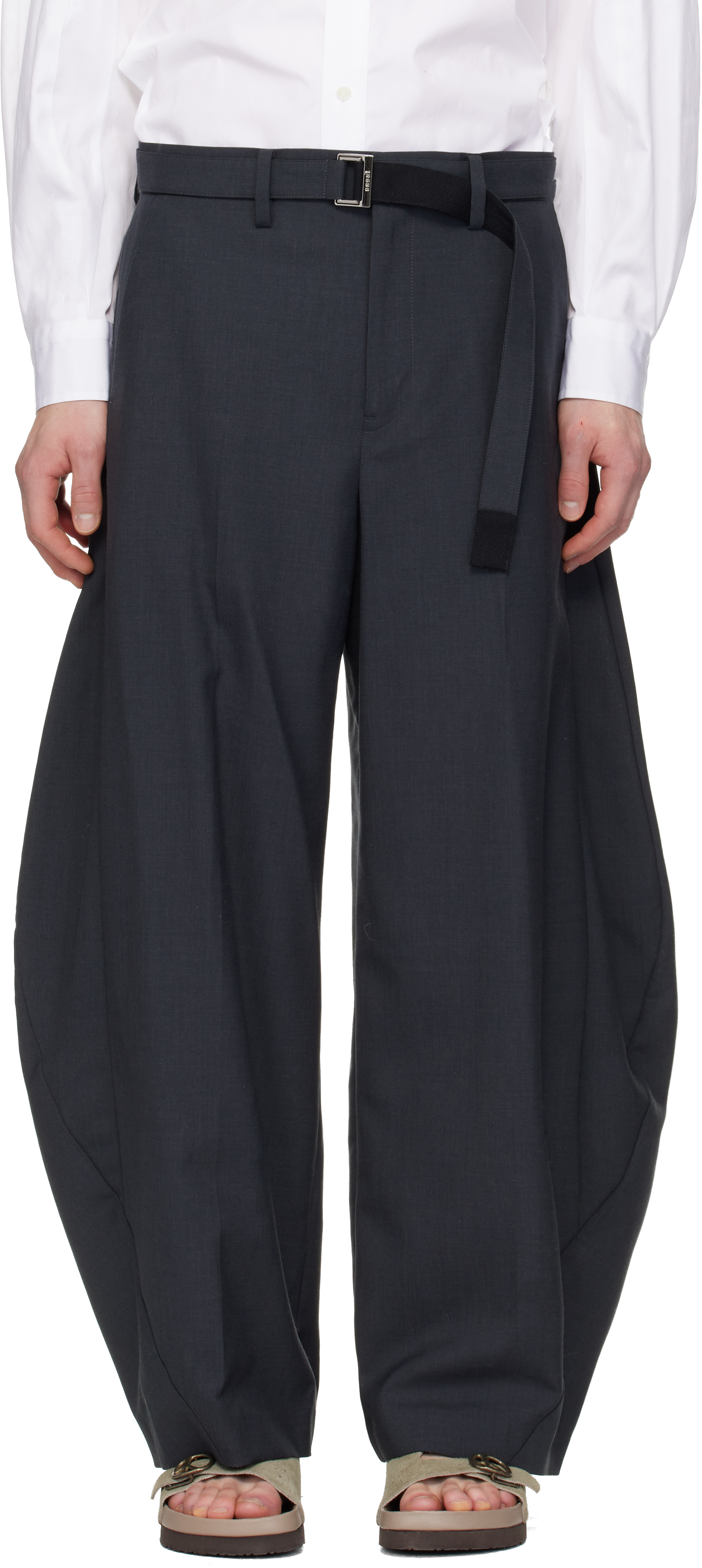 sacai: Gray Suiting Trousers | SSENSE UK
