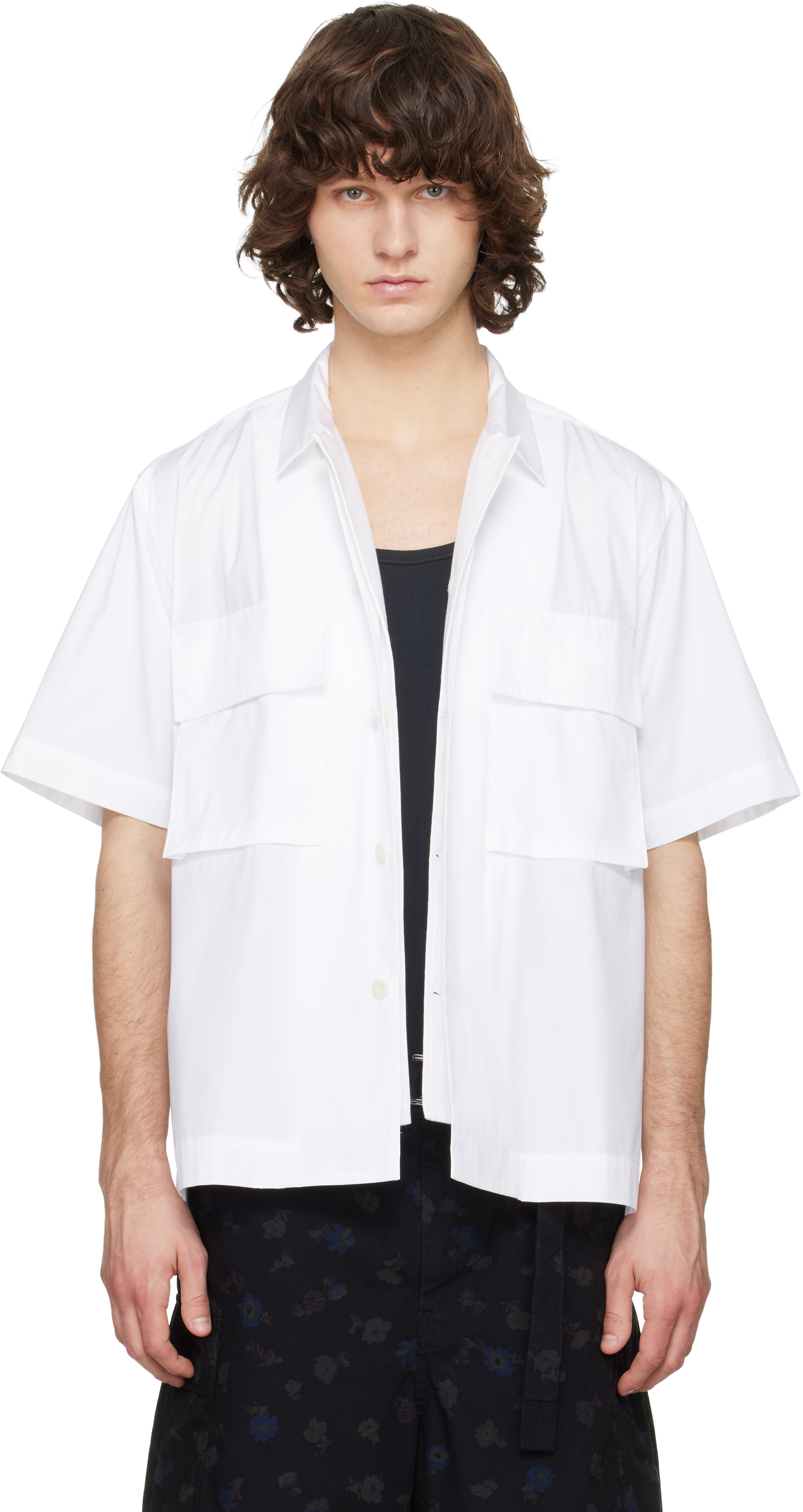 sacai 26ss シャツ　poplin shirt sacai: Off-White Poplin Shirt | SSENSE