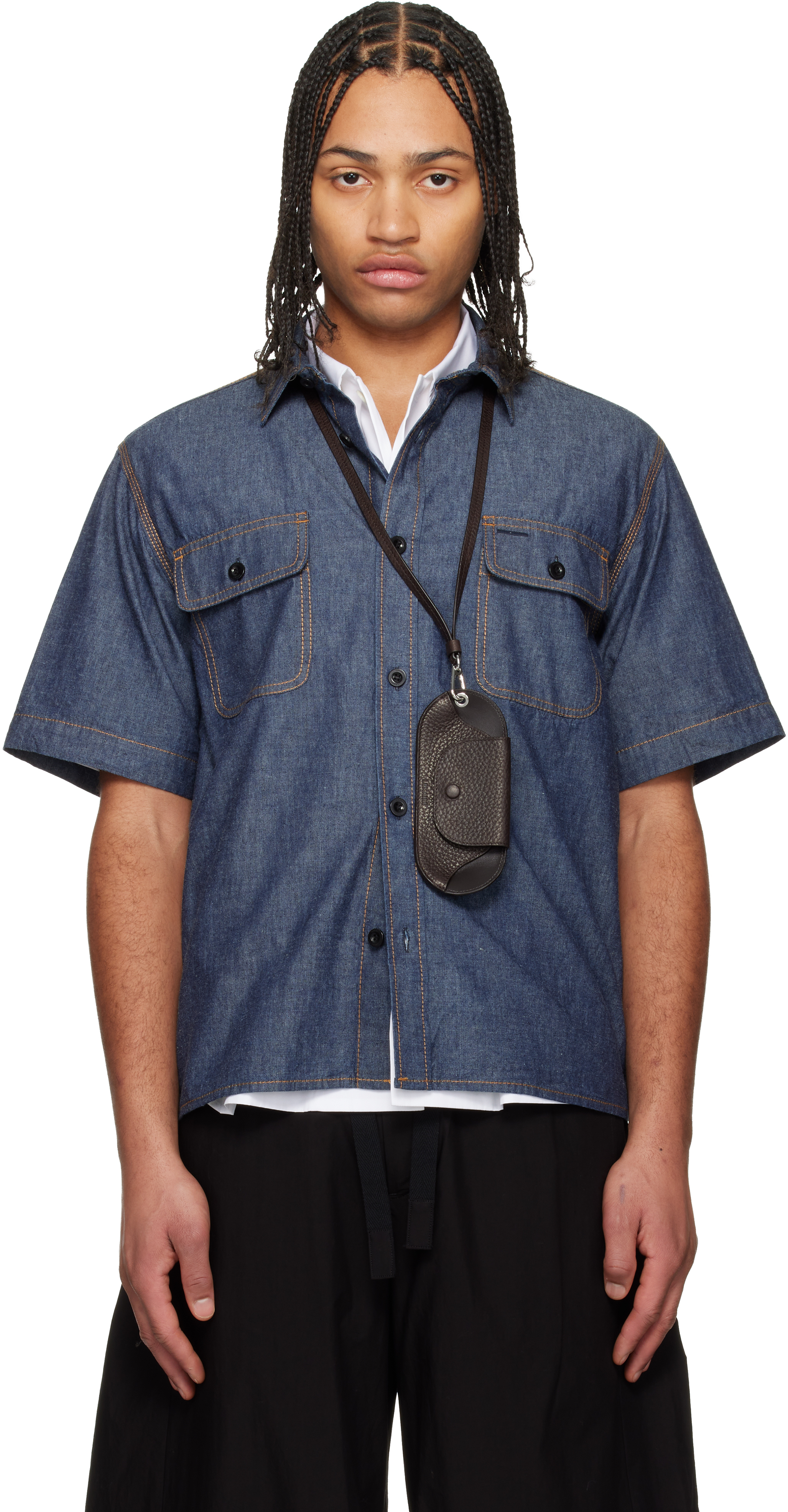 sacai: ブルー Light Weight デニムシャツ | SSENSE 日本