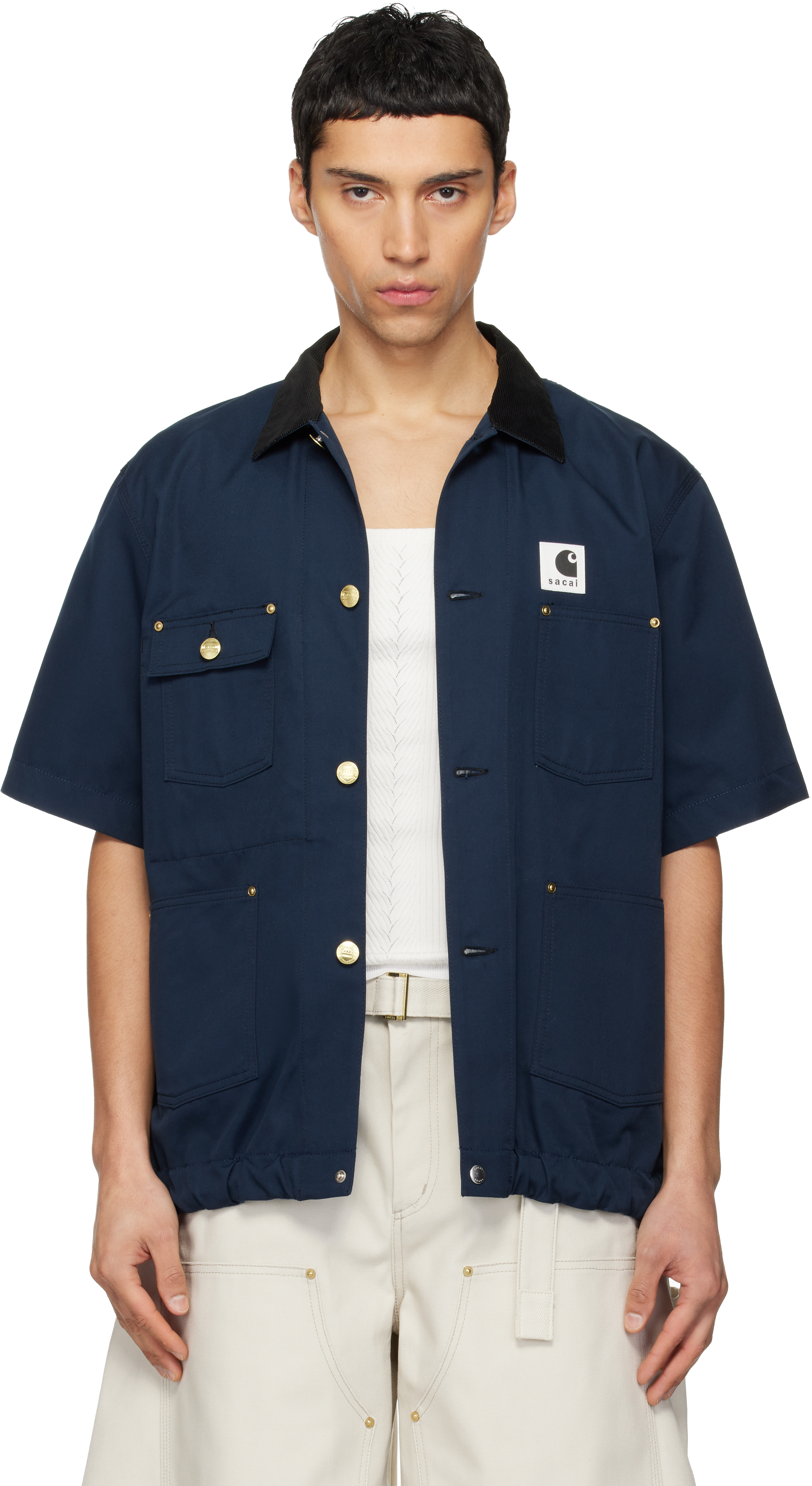 sacai: Navy Carhartt WIP Edition Duck Shirt | SSENSE