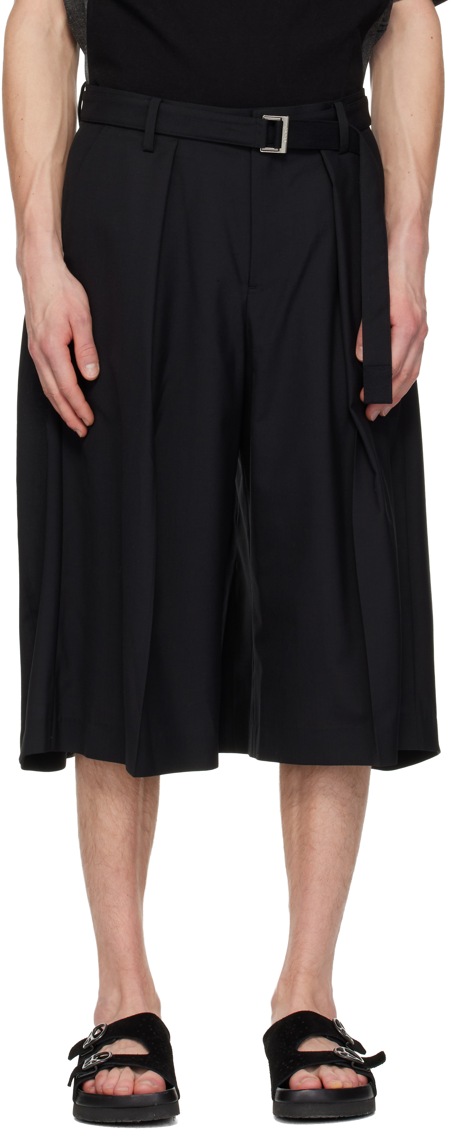 sacai: Black Suiting Shorts | SSENSE Canada