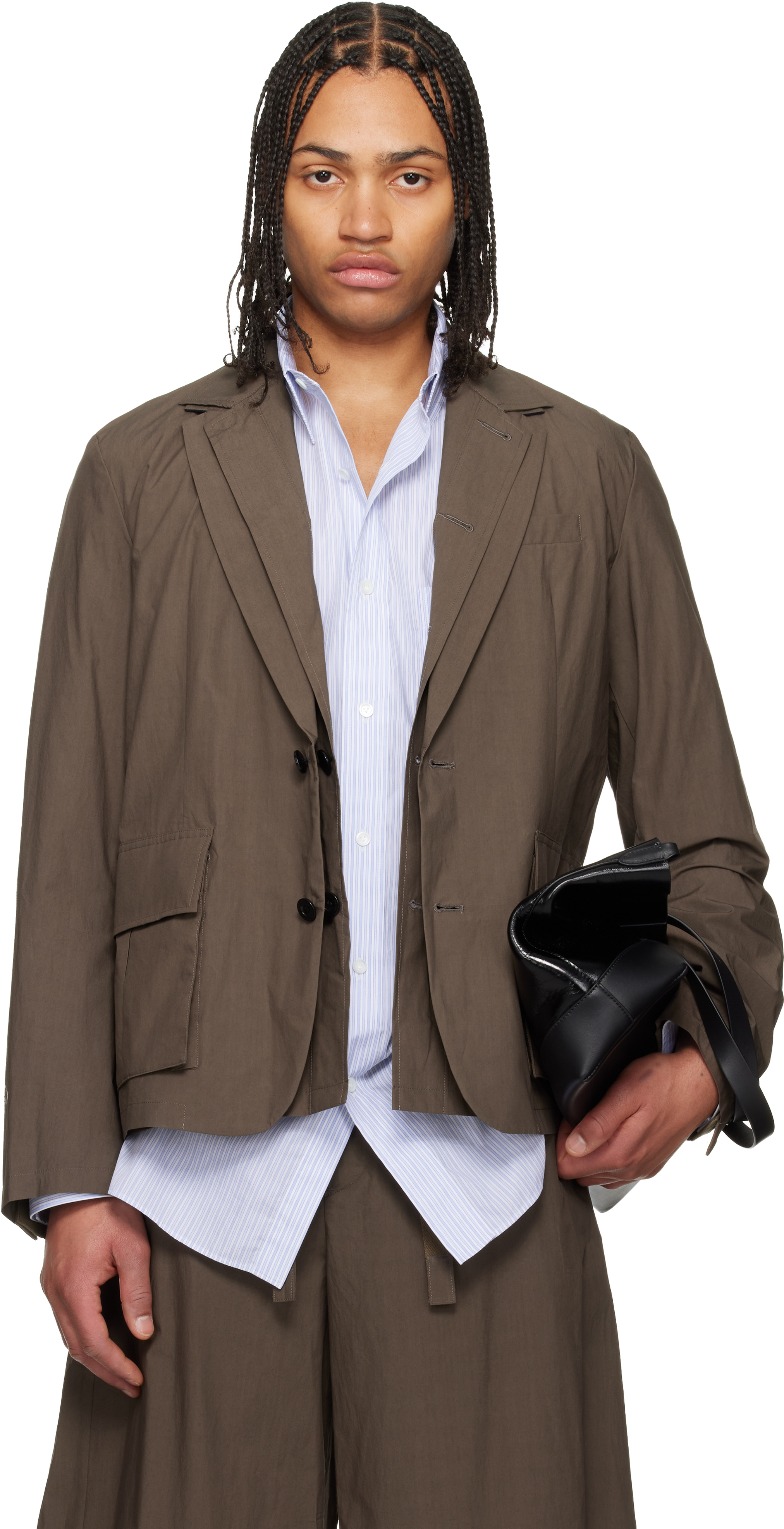 sacai: カーキ Typewriter テーラードジャケット | SSENSE 日本