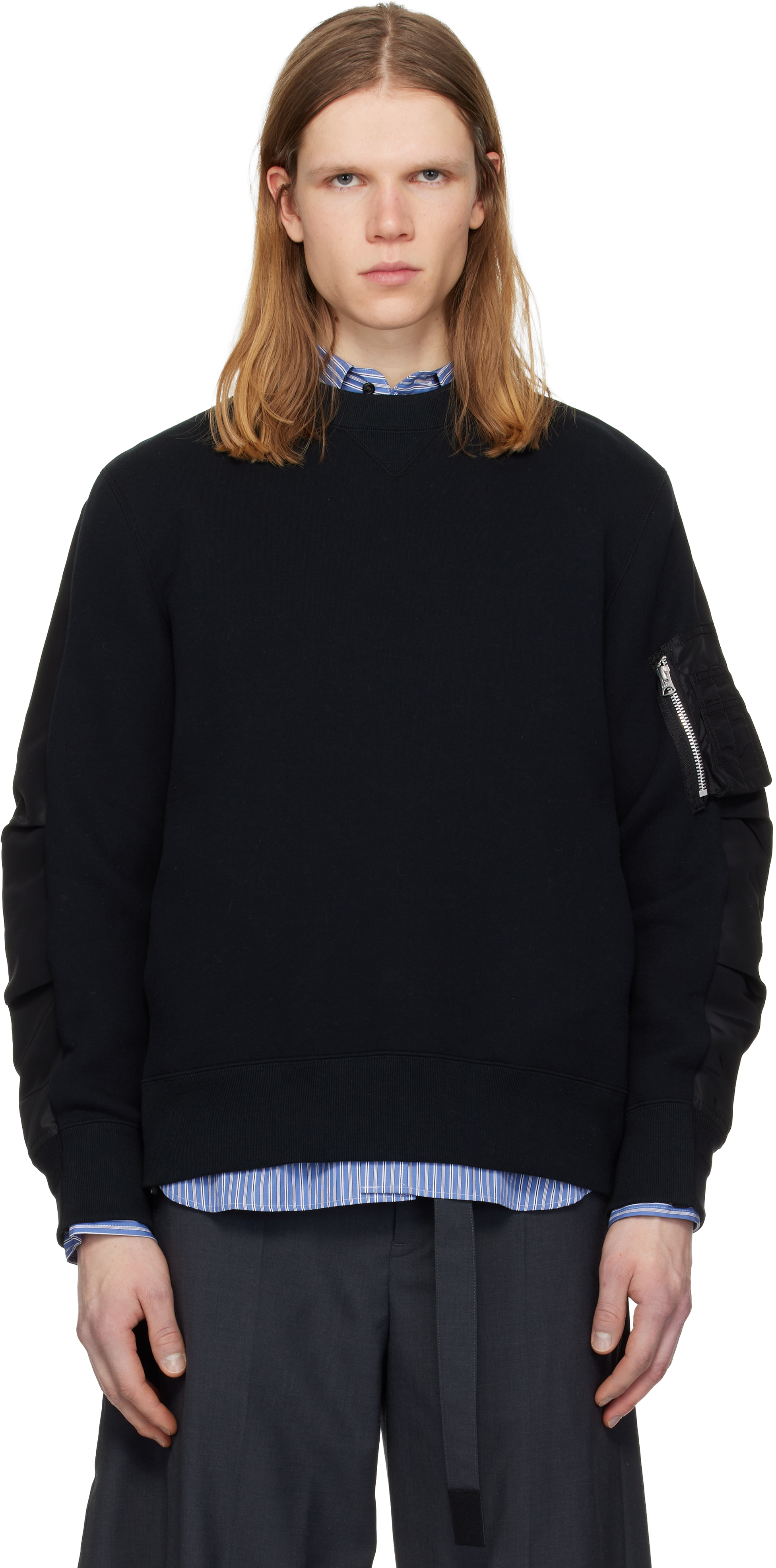 sacai: Black Sponge Sweat Pullover Sweatshirt | SSENSE Canada