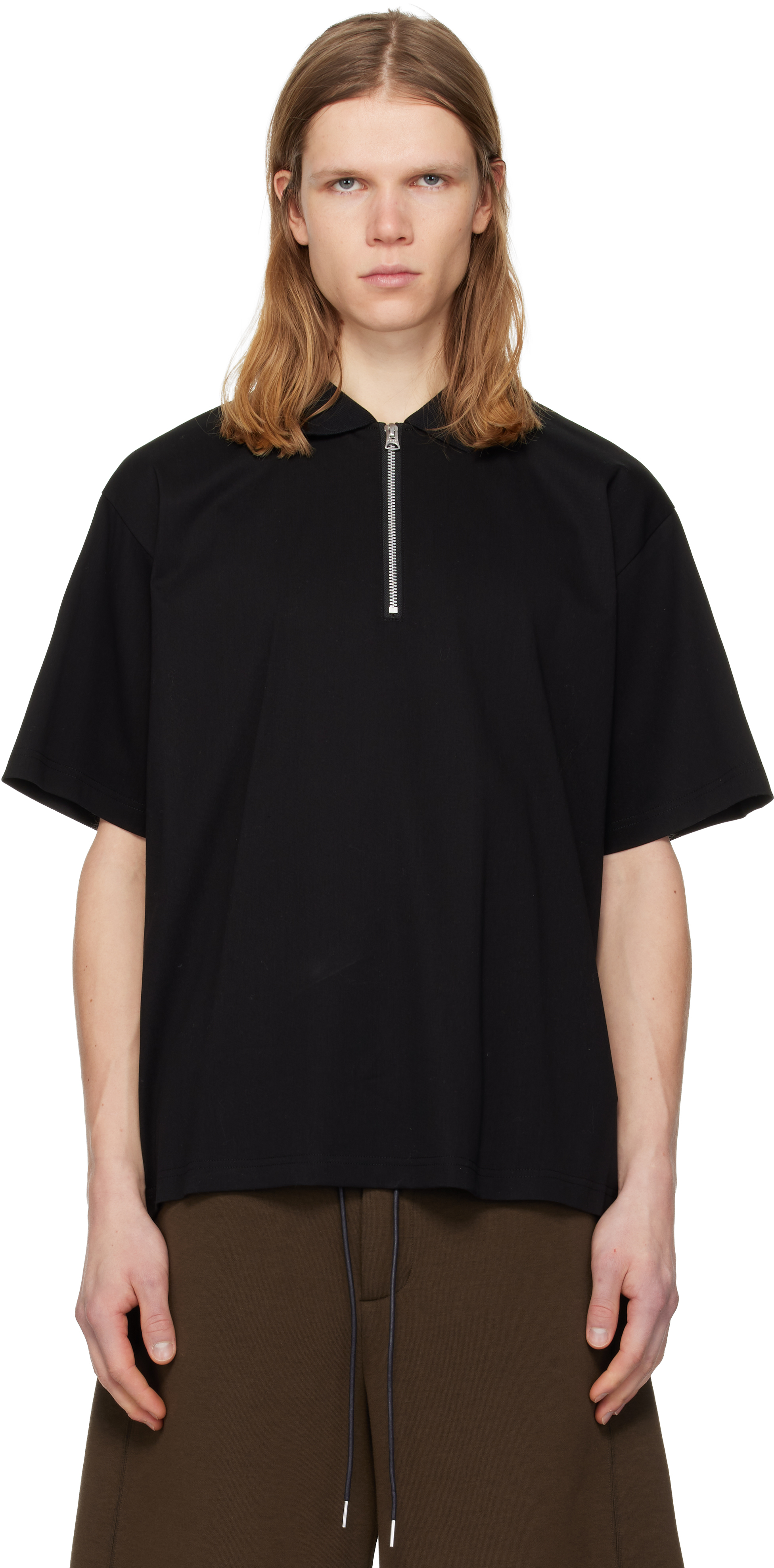 sacai: ブラック Cotton Jersey ポロシャツ | SSENSE 日本