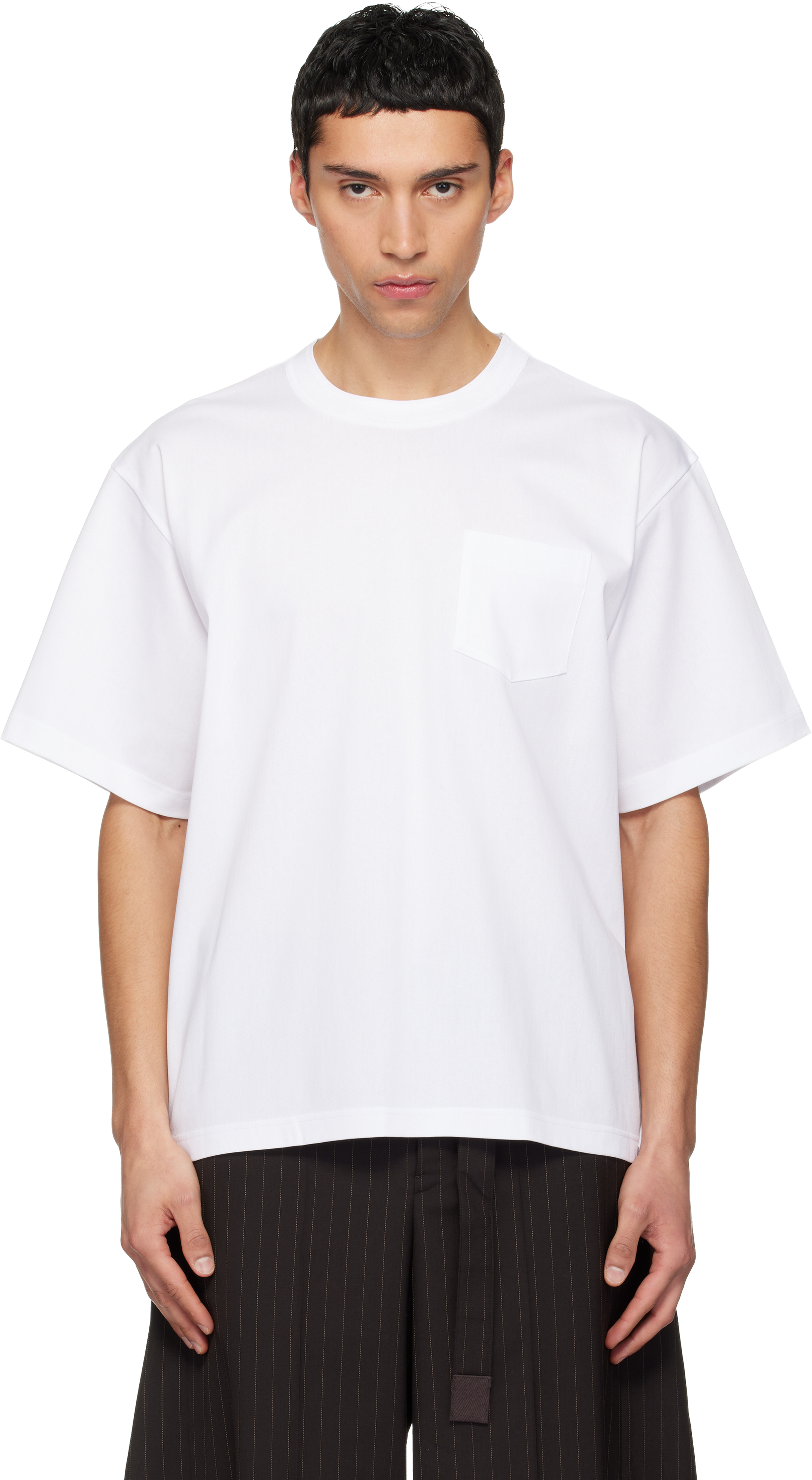 sacai サカイ TaslanNylon×Cotton T-Shirt sacai: White Cotton Jersey T-shirt | SSENSE