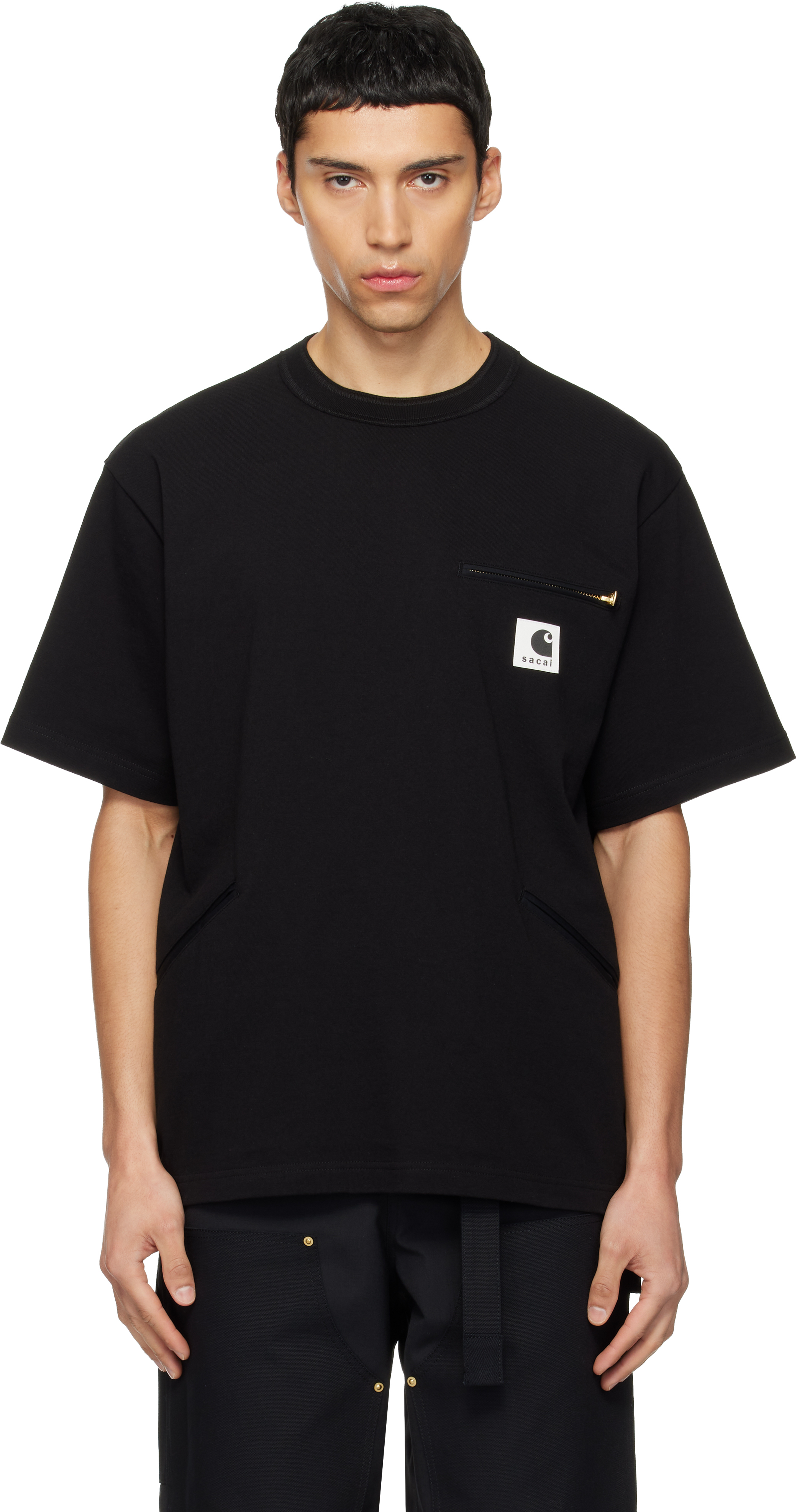 sacai: ブラック Carhartt WIPエディション コットンジャージ Tシャツ