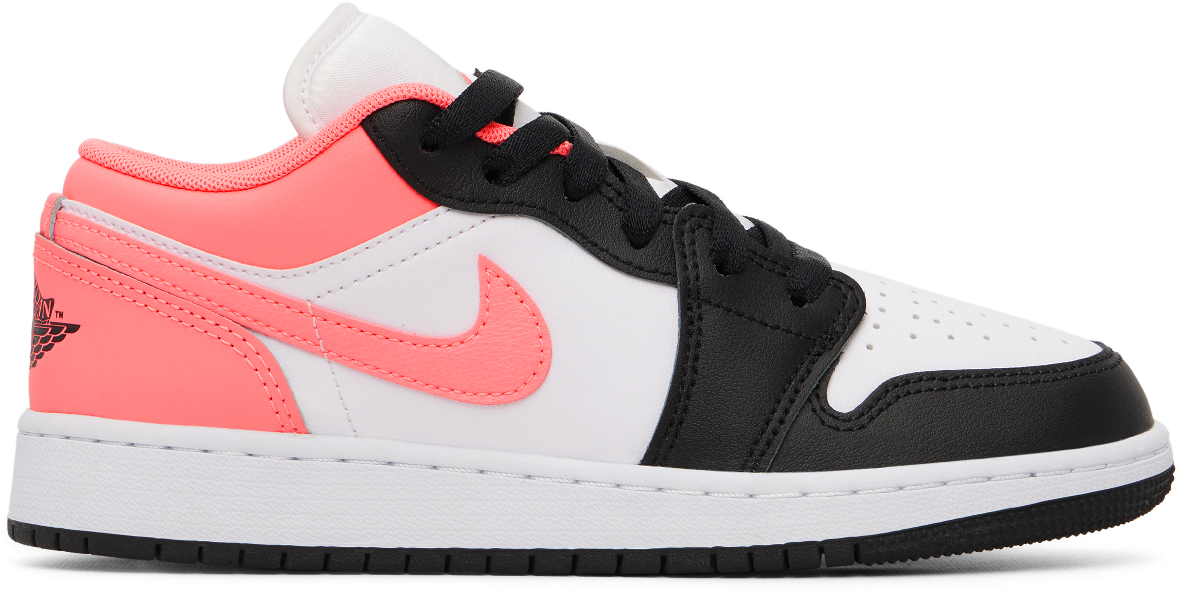 Big Kids Pink & White Air Jordan 1 Low Sneakers by Nike Jordan on Sale