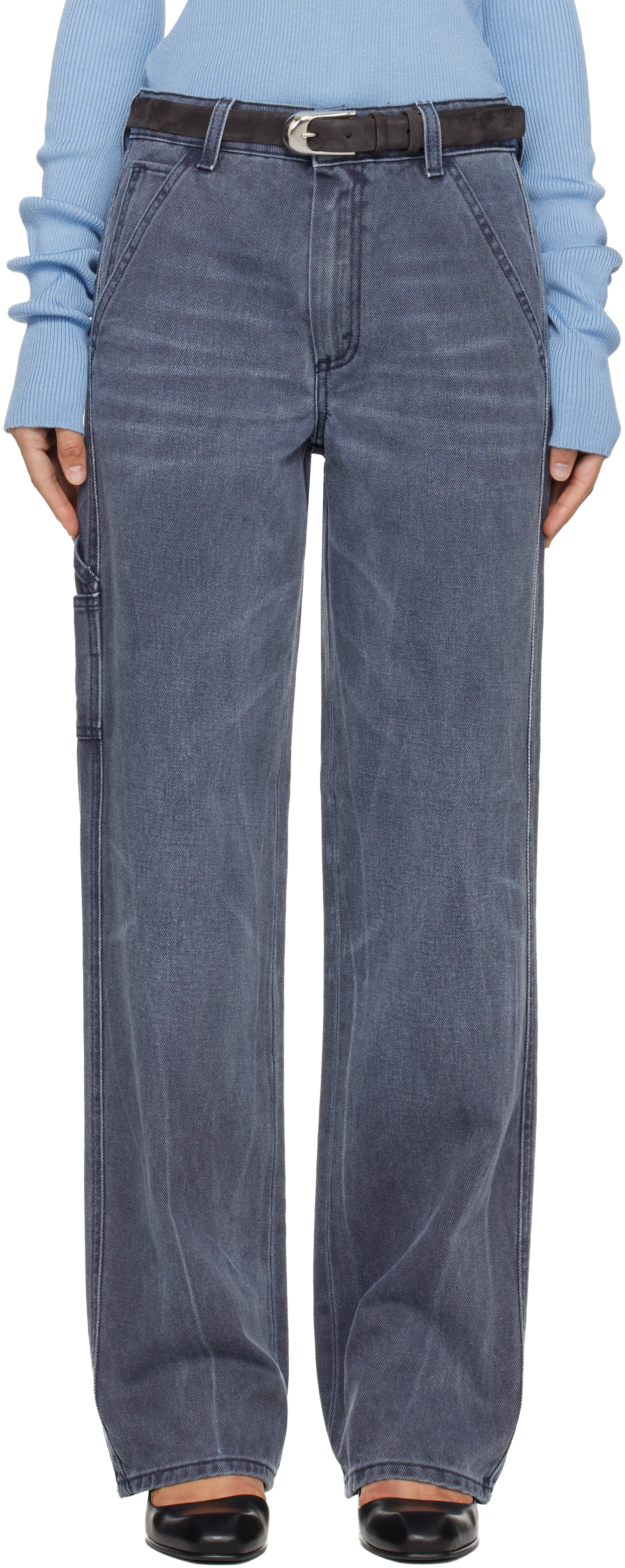 Navy Long Painter Jeans by 6397 on Sale