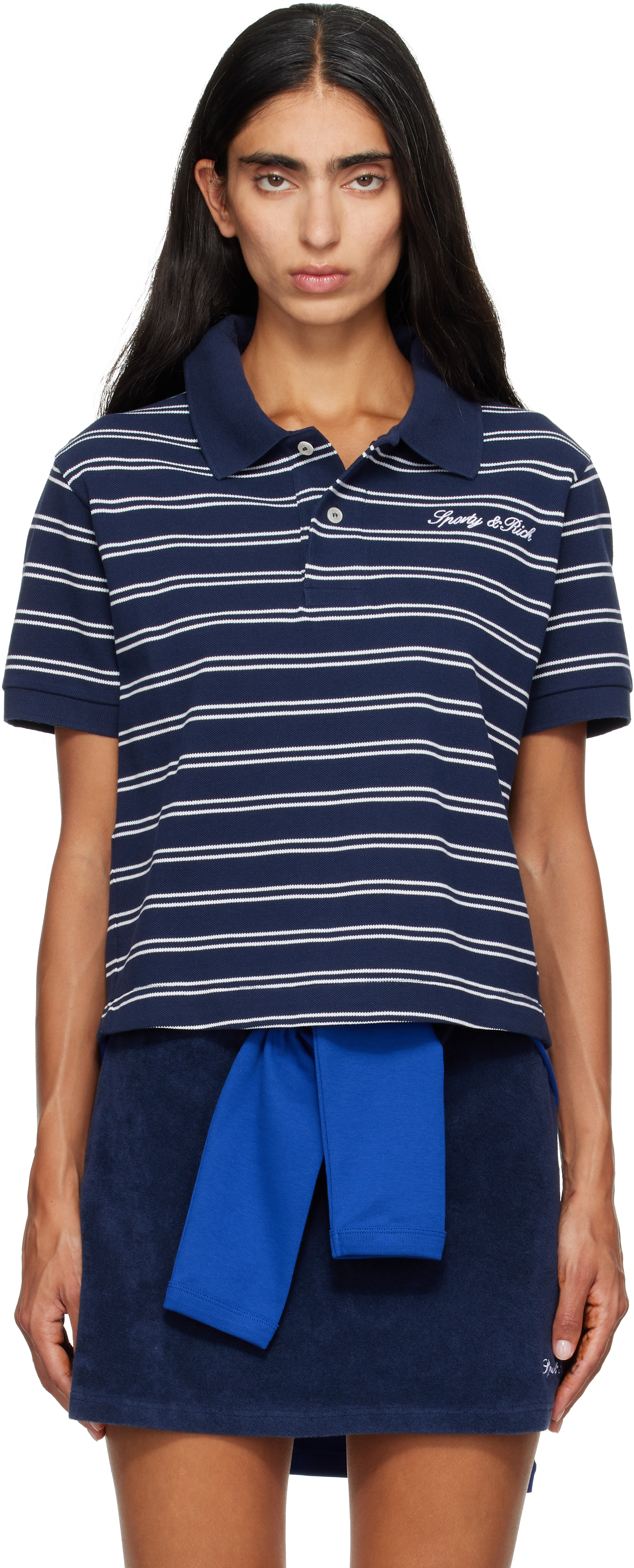  sporty & rich ネイビー ポロシャツ 新品 Sporty & Rich ウィメンズ | SSENSE 日本