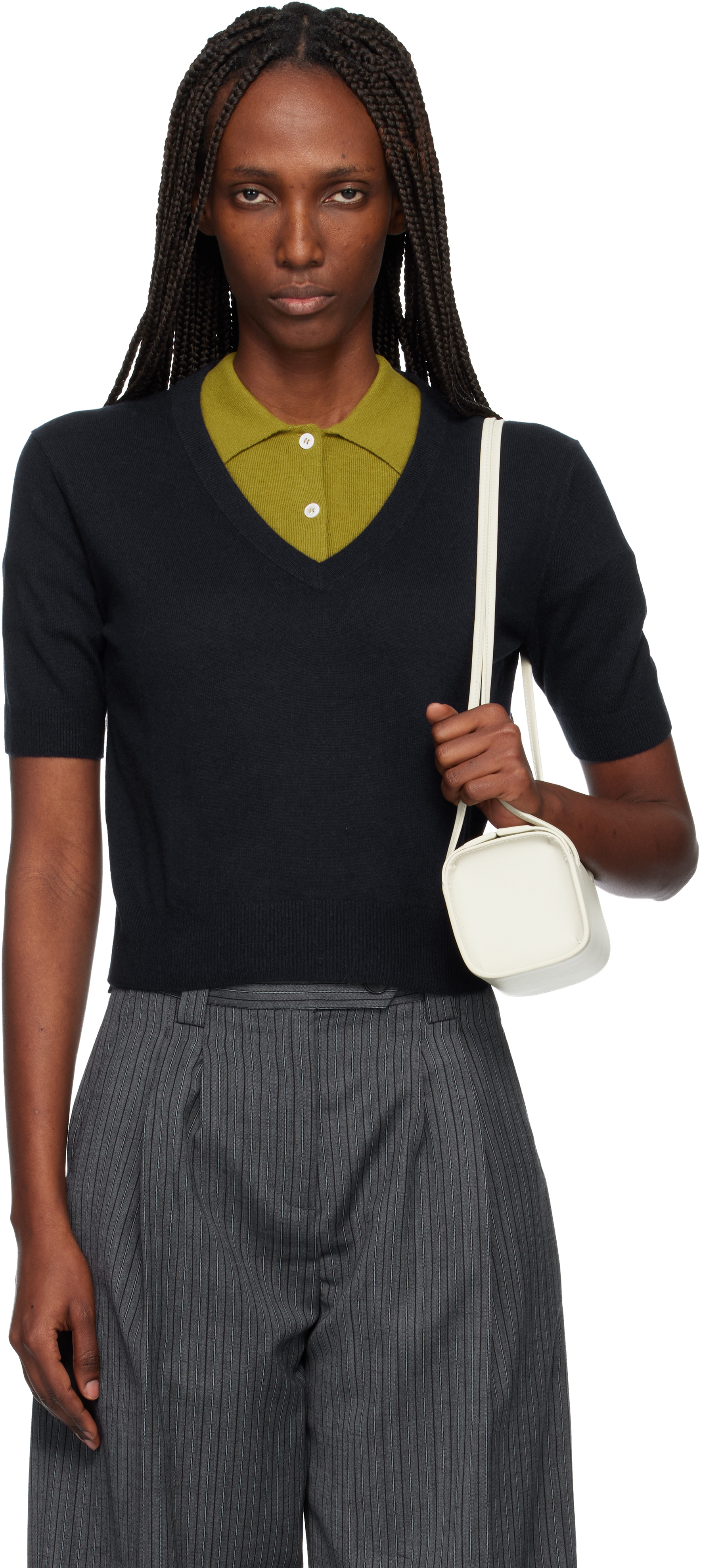 Arch4 Navy Alistair V-neck Sweater In Blue