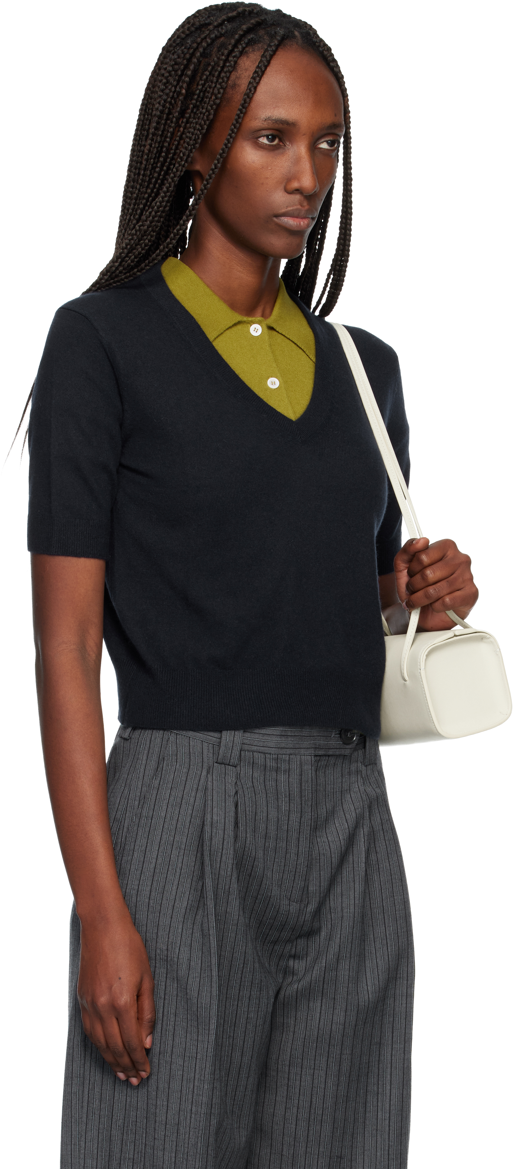 Arch4 Navy Alistair V-neck Sweater In Blue