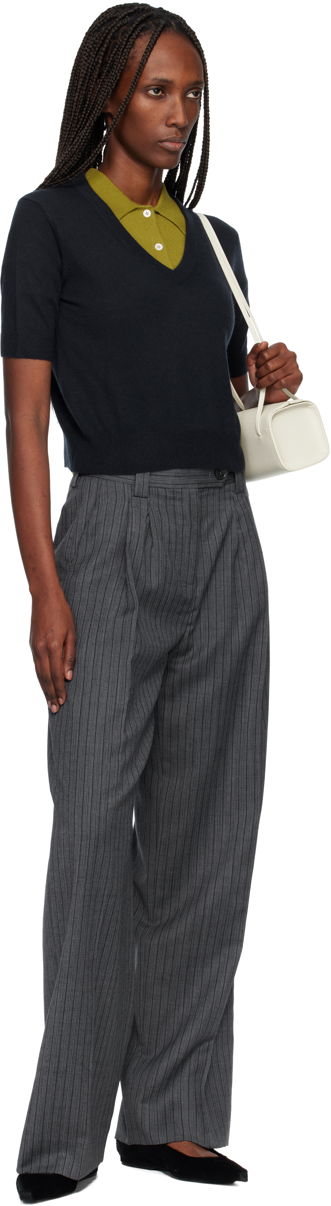 Arch4 Navy Alistair V-neck Sweater In Blue