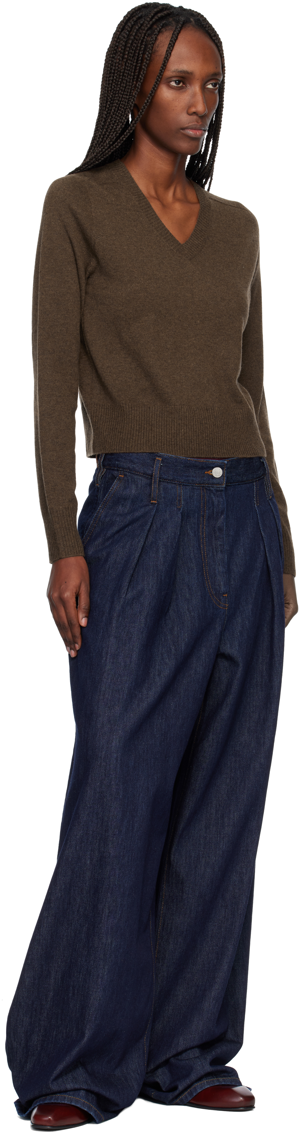 Arch4 Brown Boston V-neck Sweater In Brown