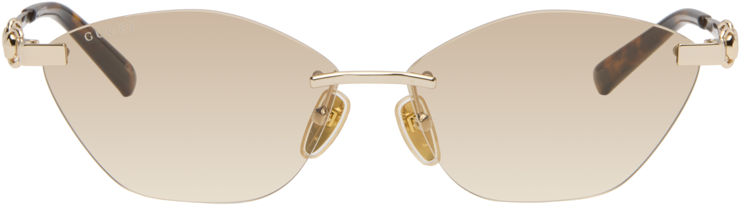 Gucci: Gold Through Horsebit Sunglasses | SSENSE