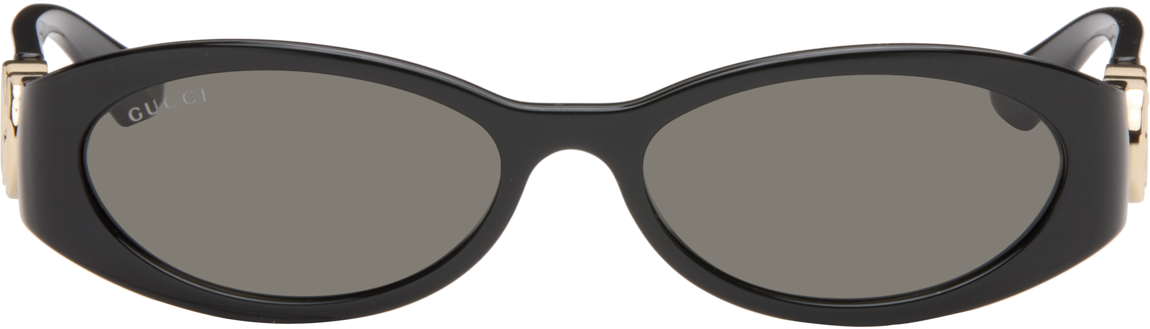 Black Oval Frame Sunglasses by Gucci on Sale