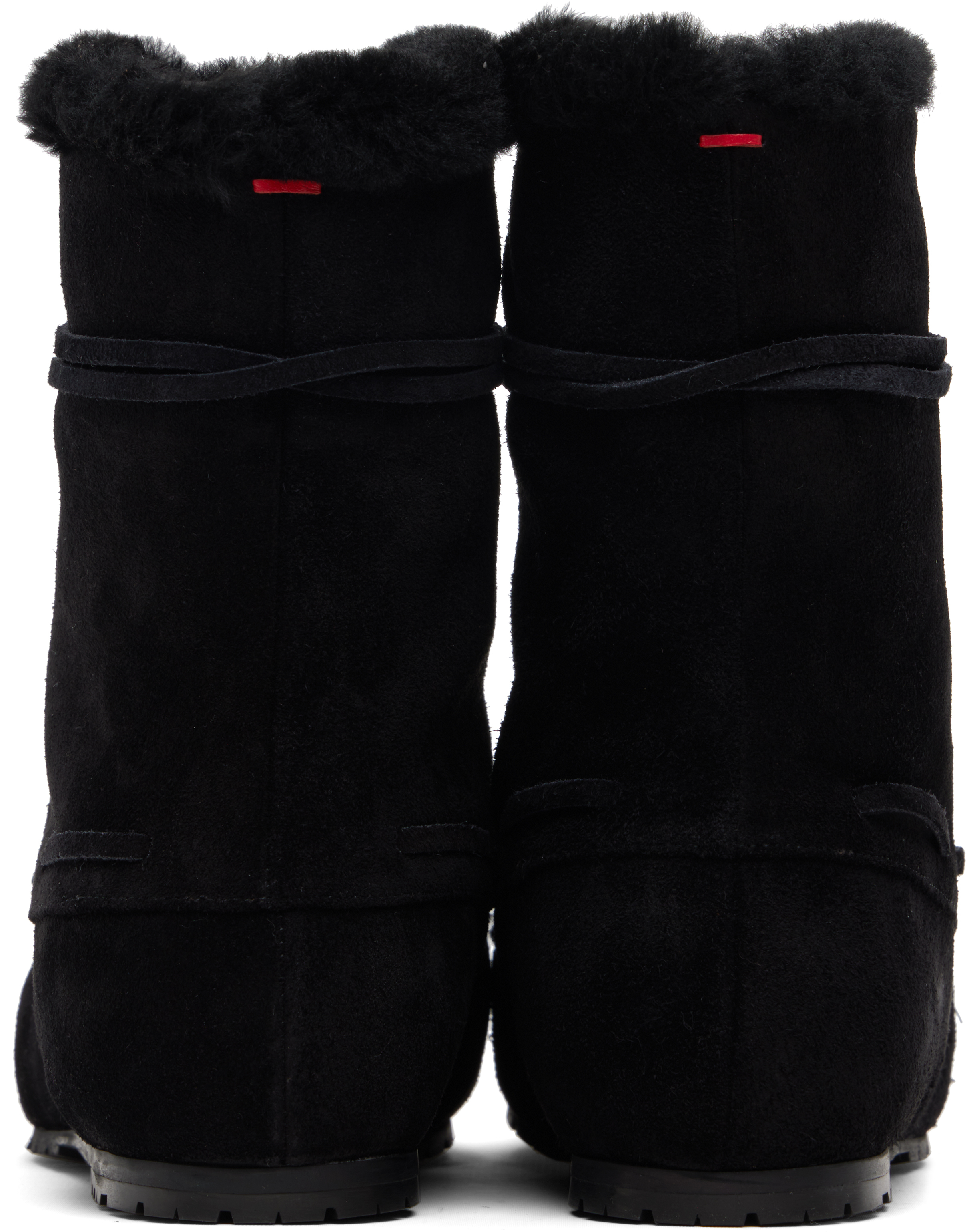 Aeyde Black Paul Shearling Ankle Boots In Multi