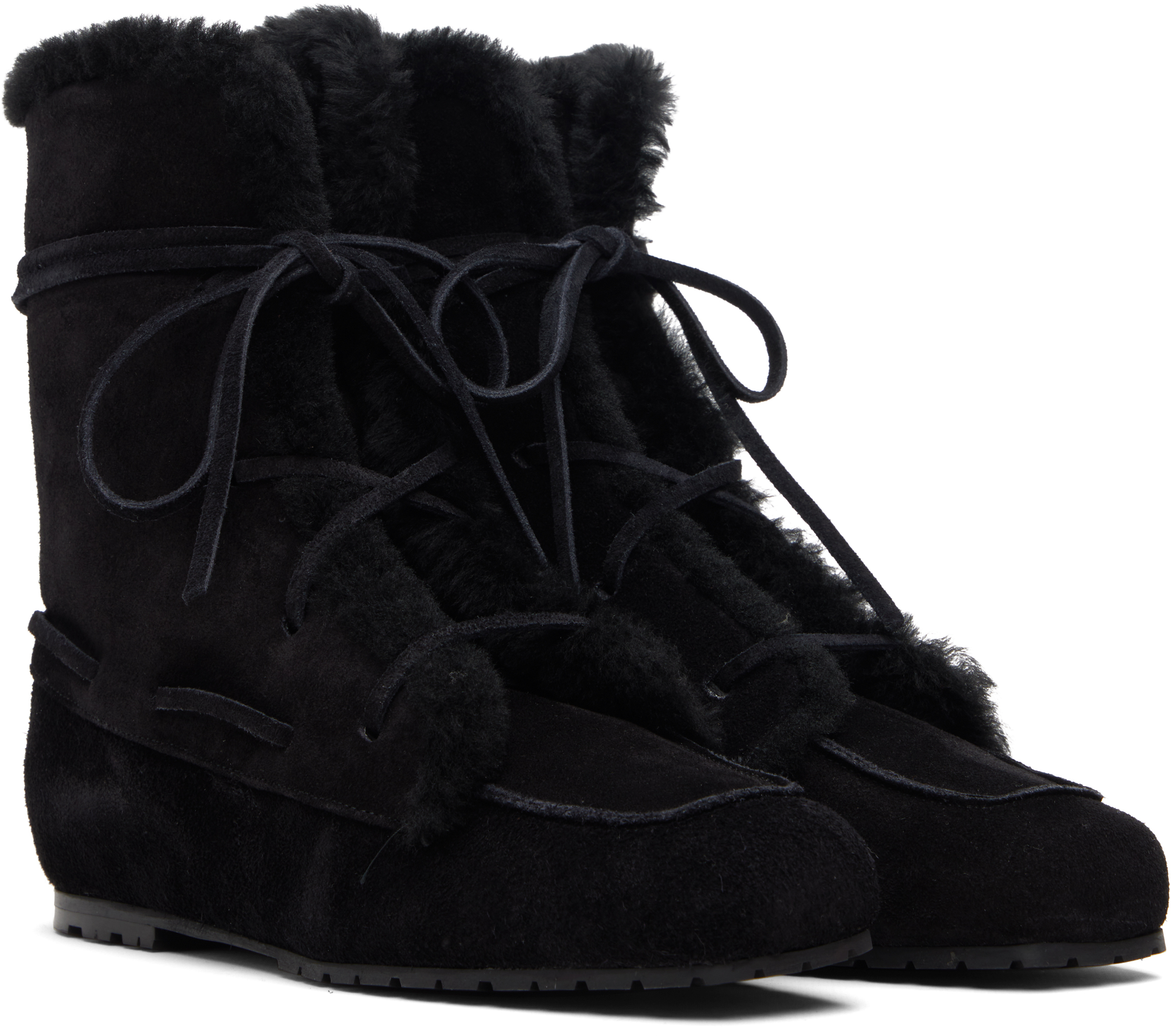 Aeyde Black Paul Shearling Ankle Boots In Multi