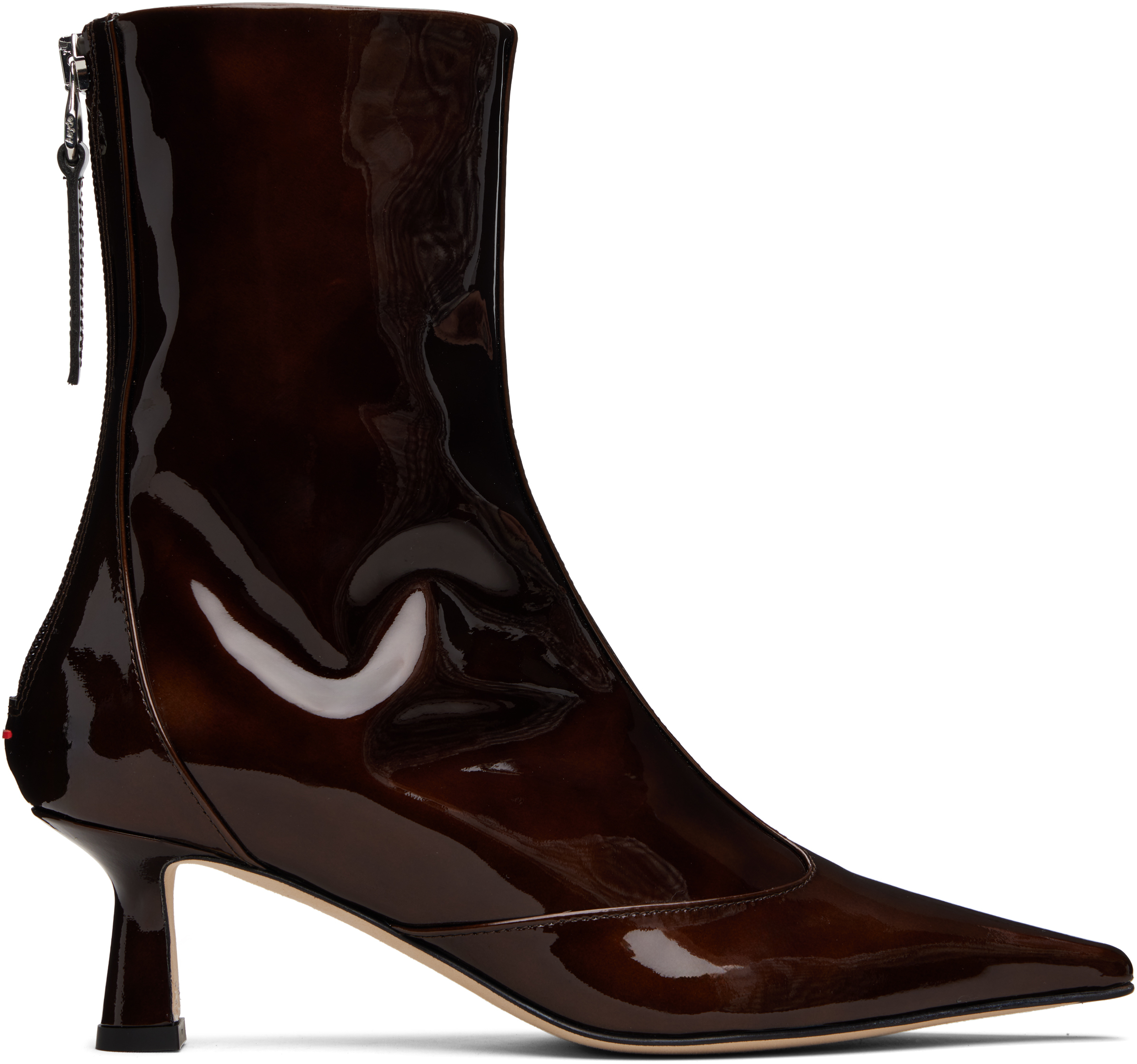 Aeyde Brown Sila Patent Leather Boots