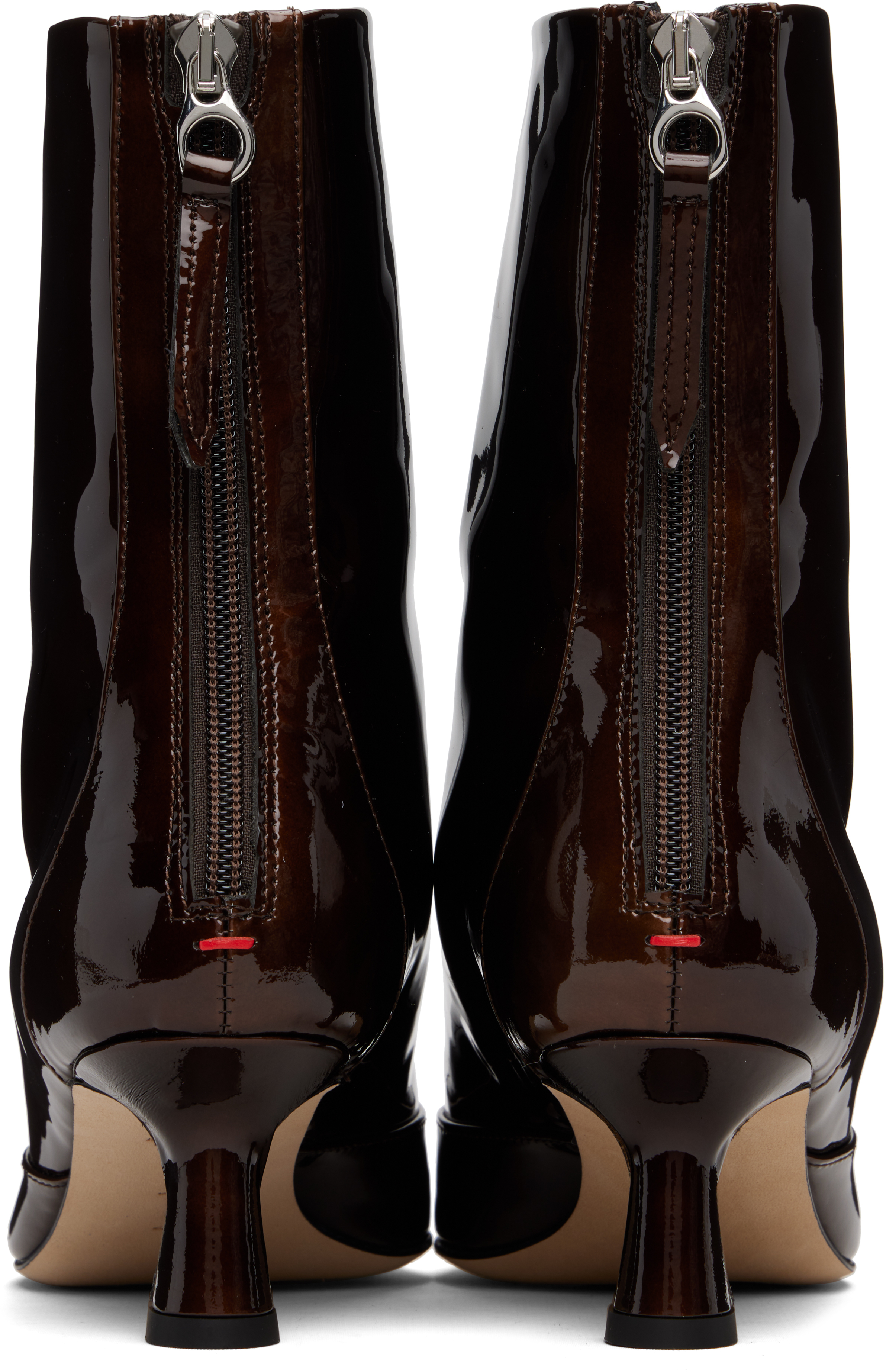 Aeyde Brown Sila Patent Leather Boots