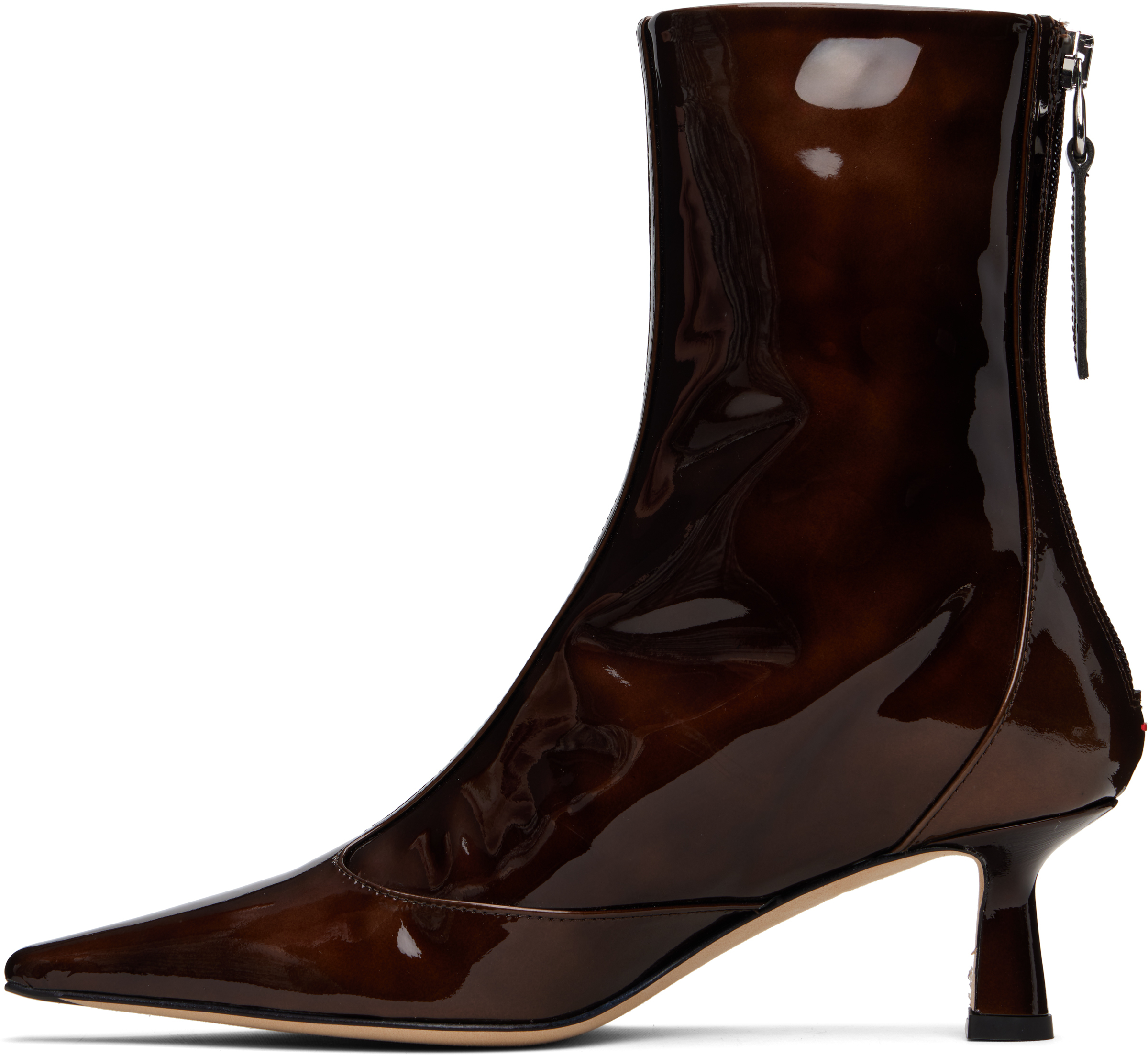 Aeyde Brown Sila Patent Leather Boots