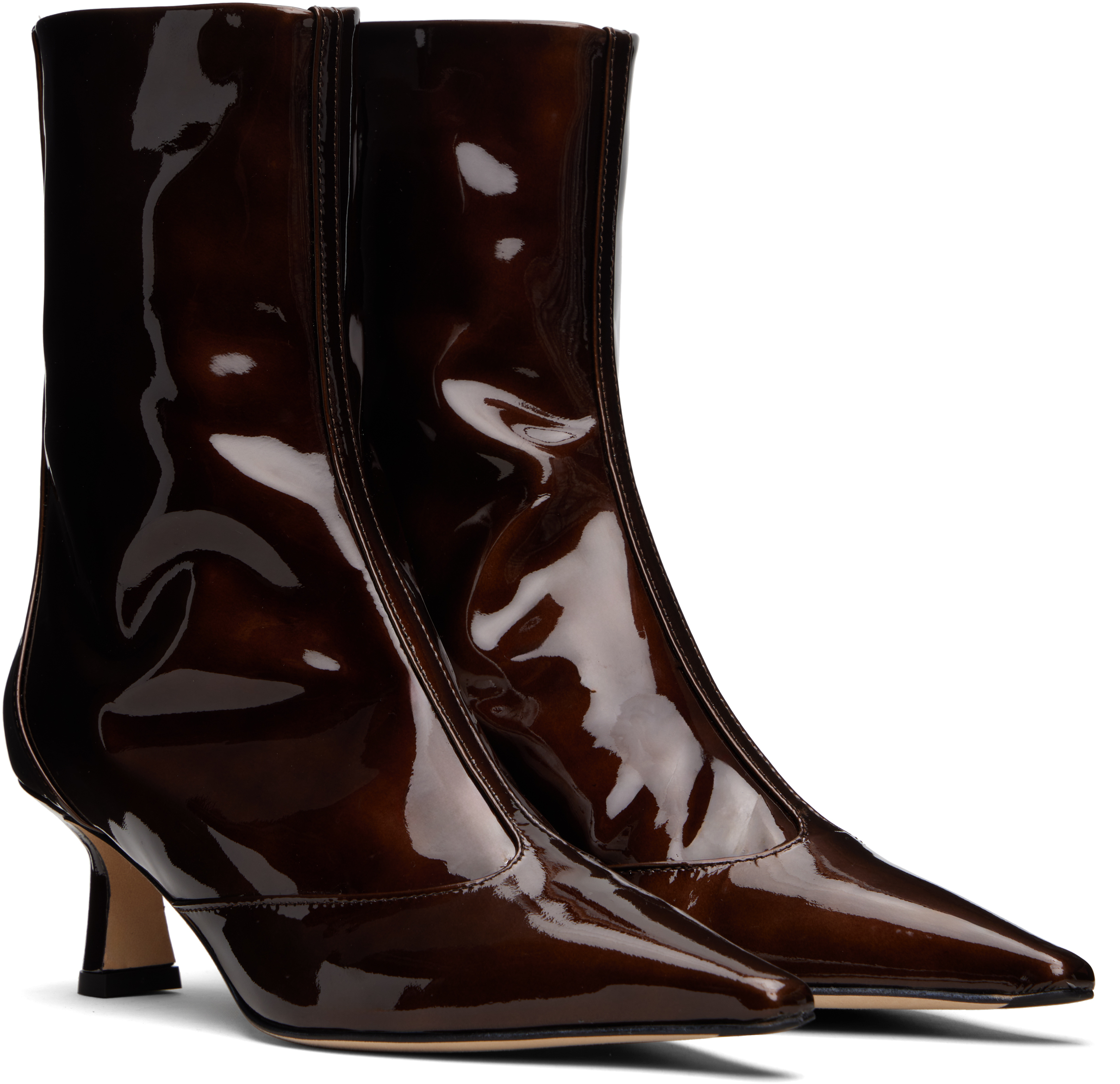 Aeyde Brown Sila Patent Leather Boots