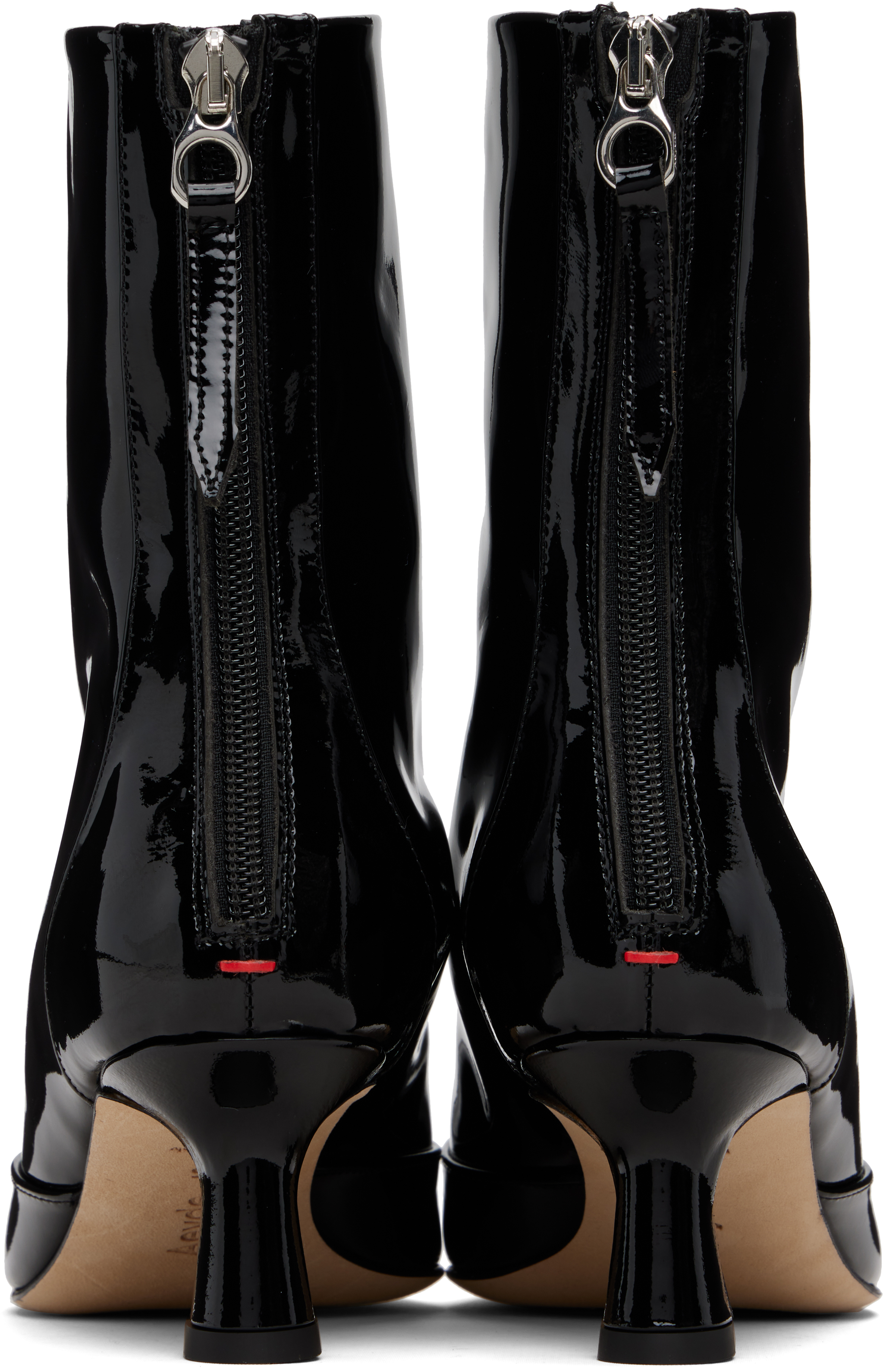 Aeyde Black Sila Patent Leather Boots In Black