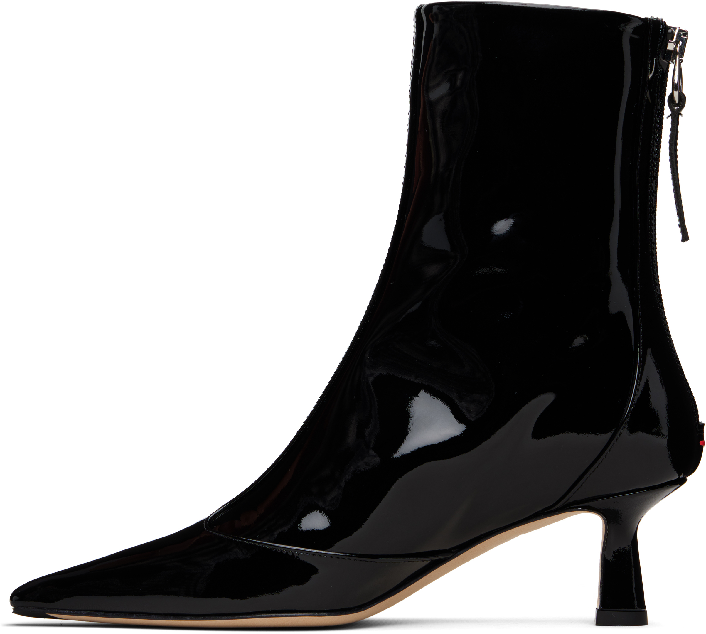 Aeyde Black Sila Patent Leather Boots In Black
