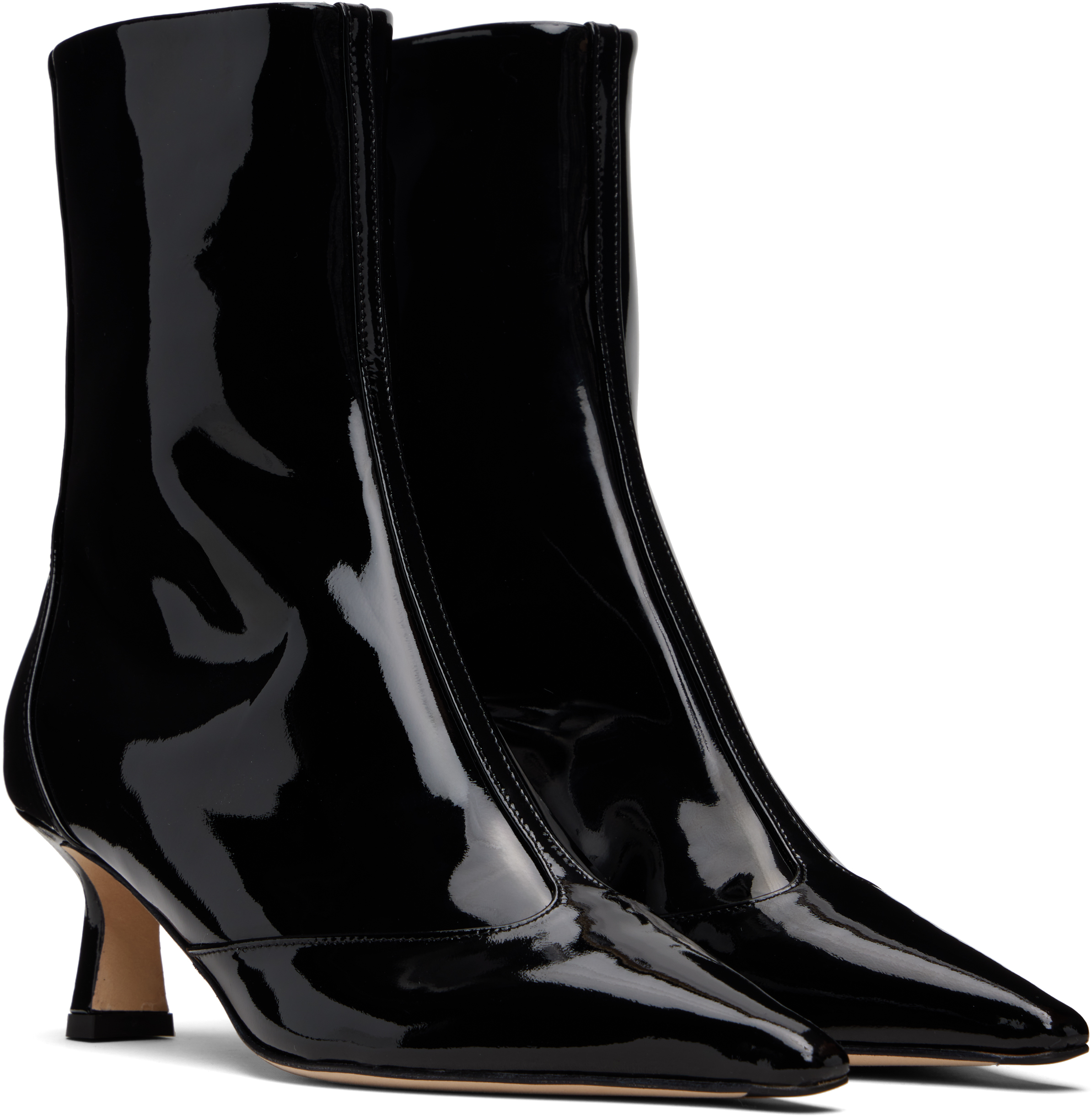 Aeyde Black Sila Patent Leather Boots In Black