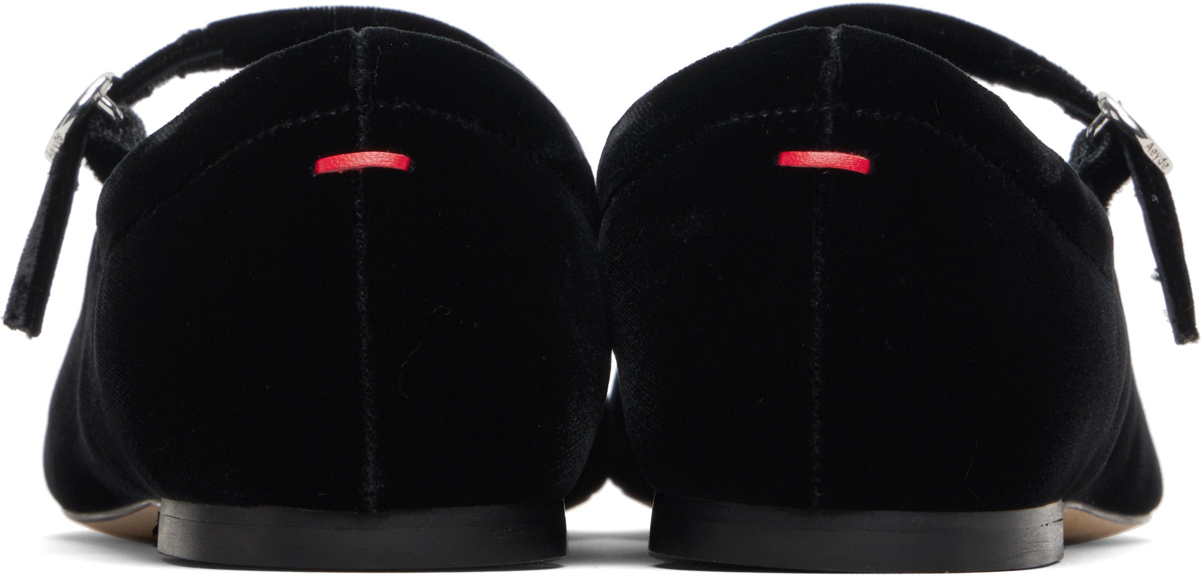 Aeyde Black Uma Velvet Mary-jane Flats In Black