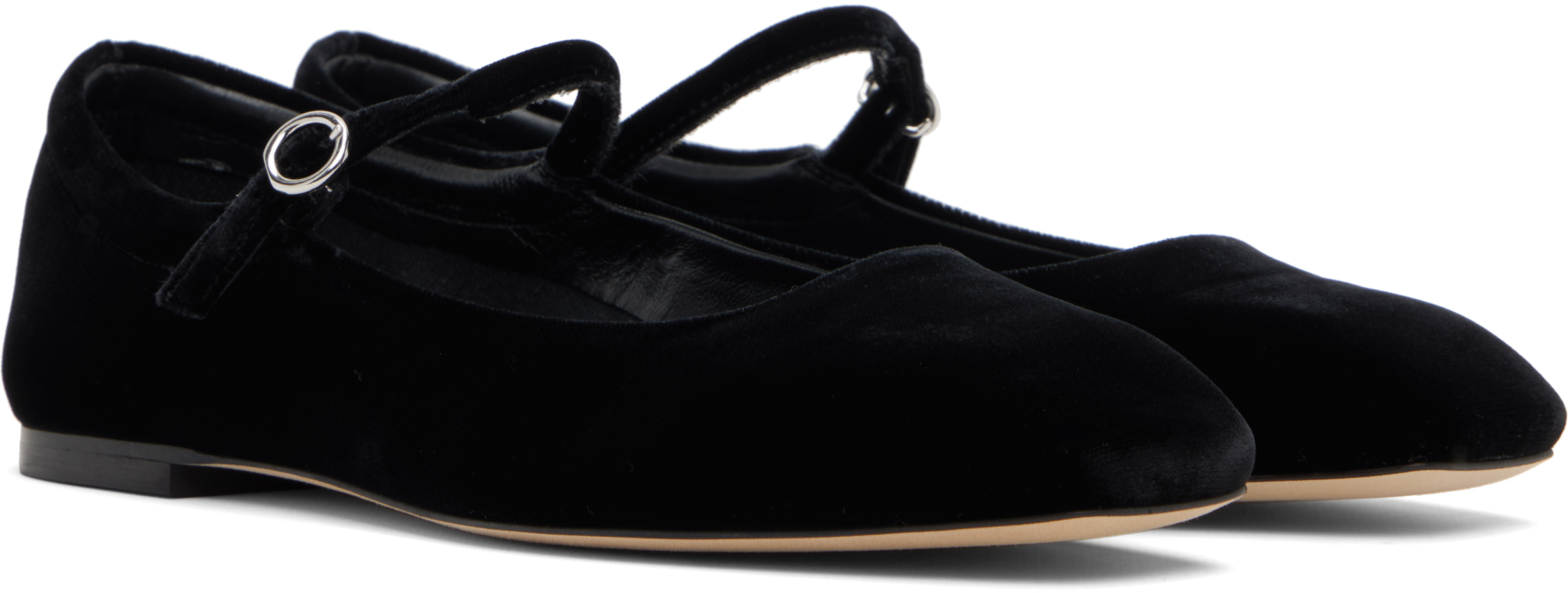 Aeyde Black Uma Velvet Mary-jane Flats In Black