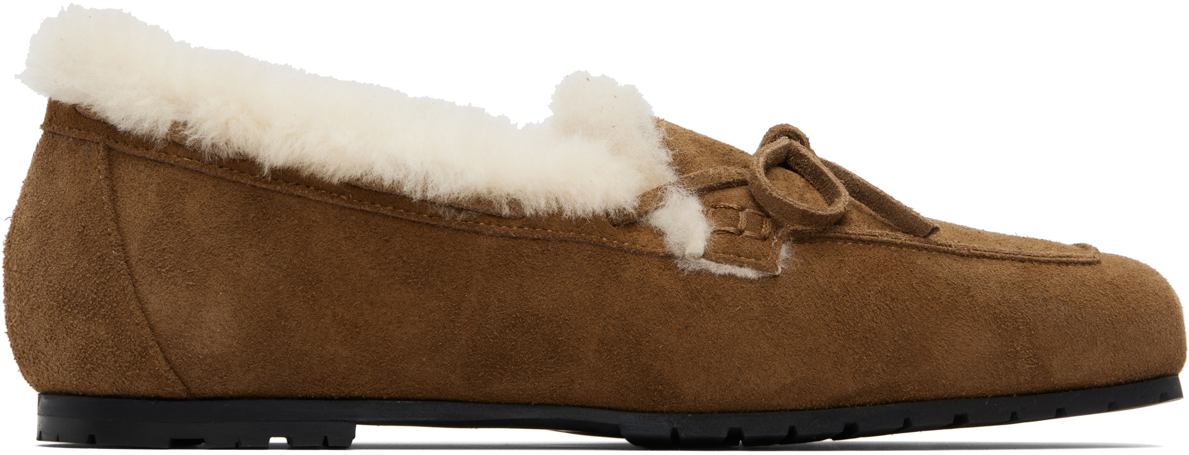 Aeyde Brown Jasper Shearling Loafers In Multi
