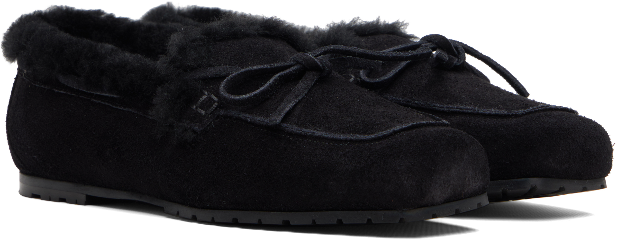Aeyde Black Jasper Shearling Loafers In Black