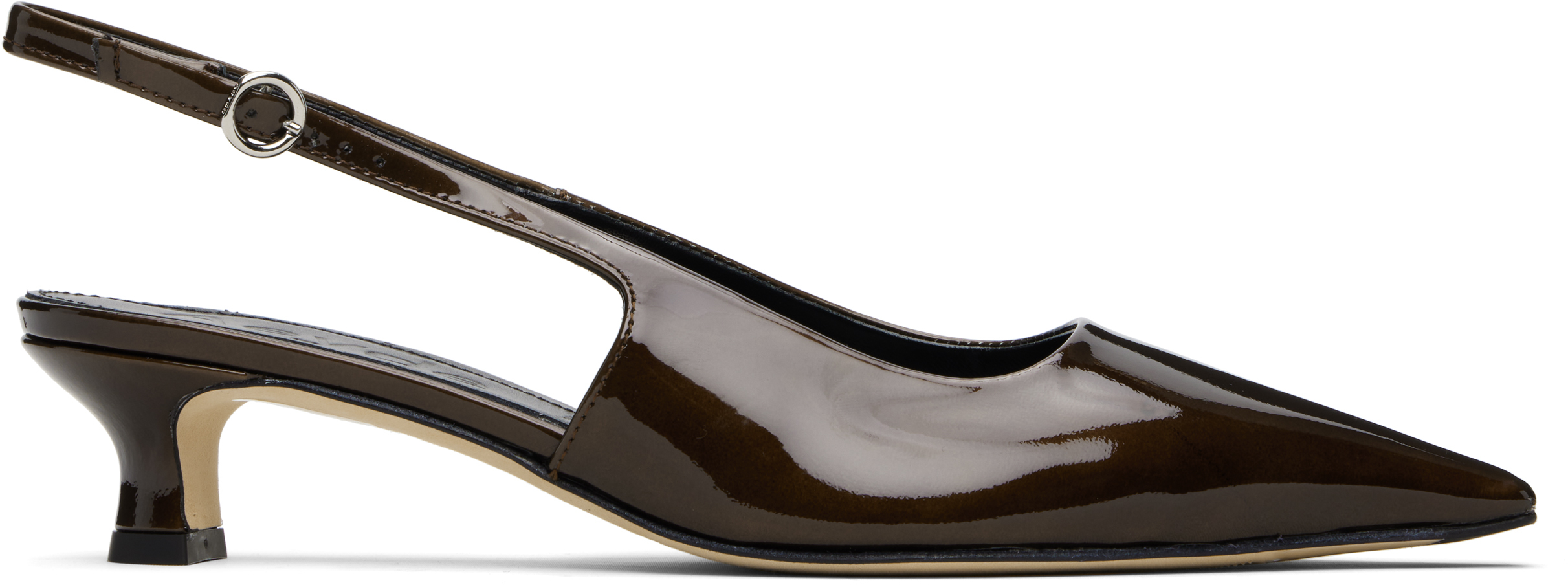 Aeyde Brown Catrina Patent Leather Heels